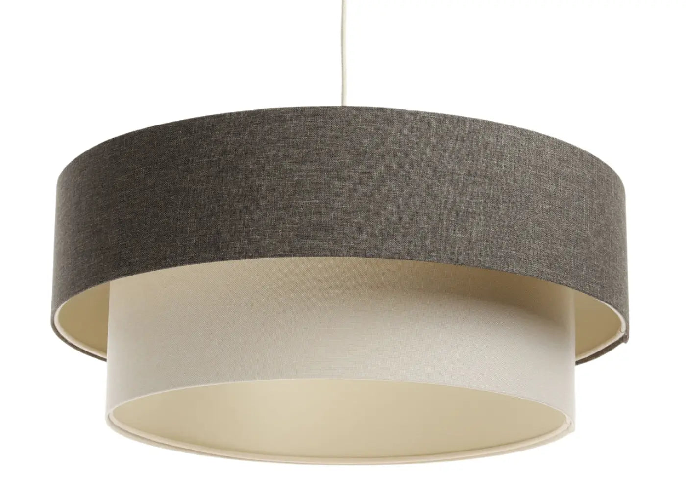 Suspension Luminaire Moderne en Tissu - Duo Boho Elegant (Graphite/Crème/Ecru)