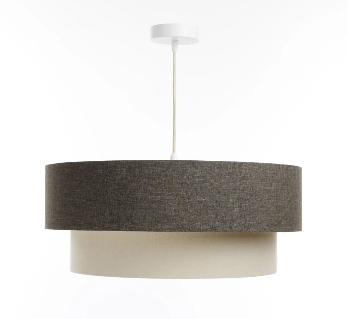 Suspension Luminaire Moderne en Tissu - Duo Boho Elegant (Graphite/Crème/Ecru)