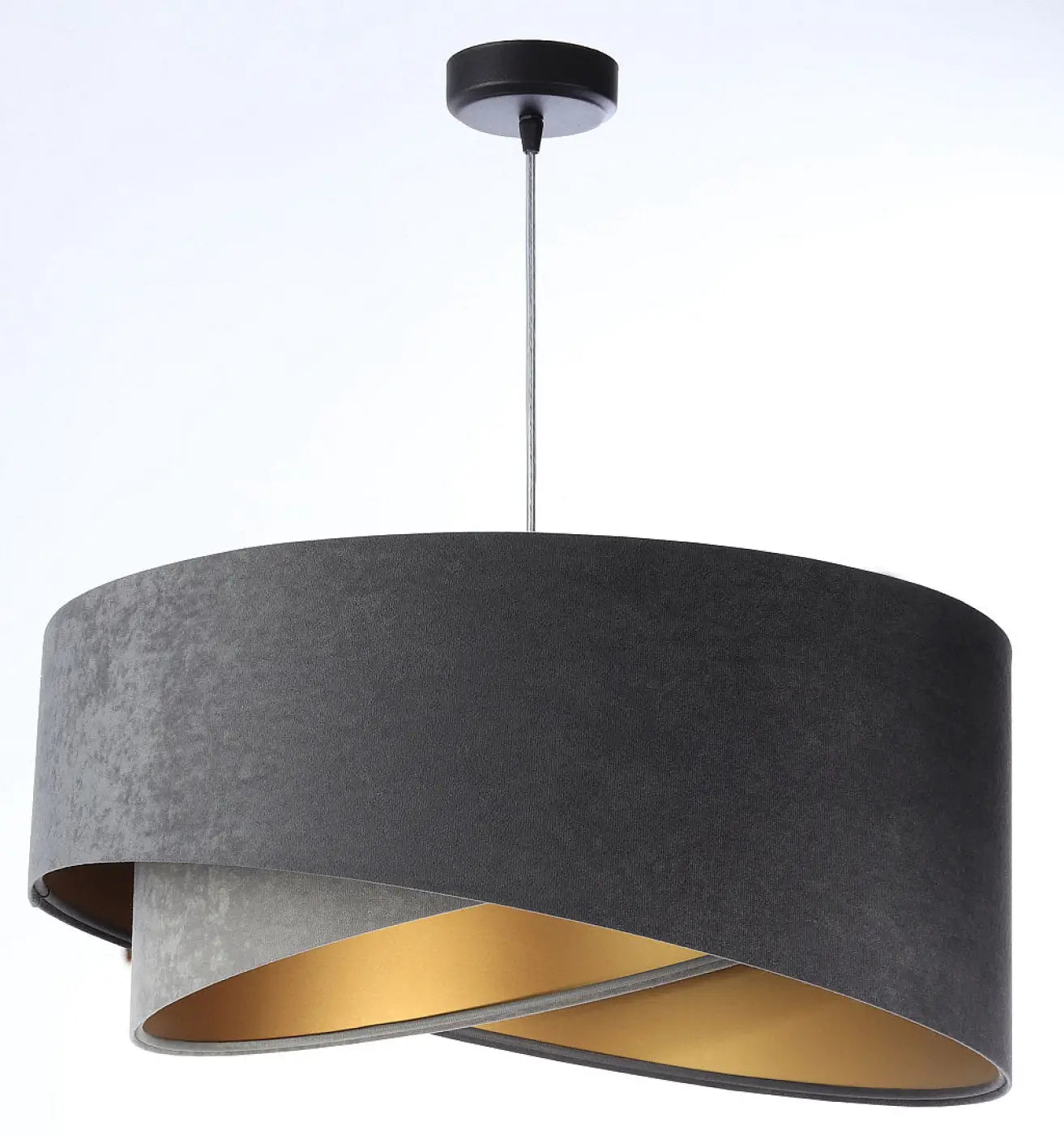 Suspension Luminaire Chic en Tissu - Galaxy Velour 50 Cm Gris (Graphite/Gris/Doré)