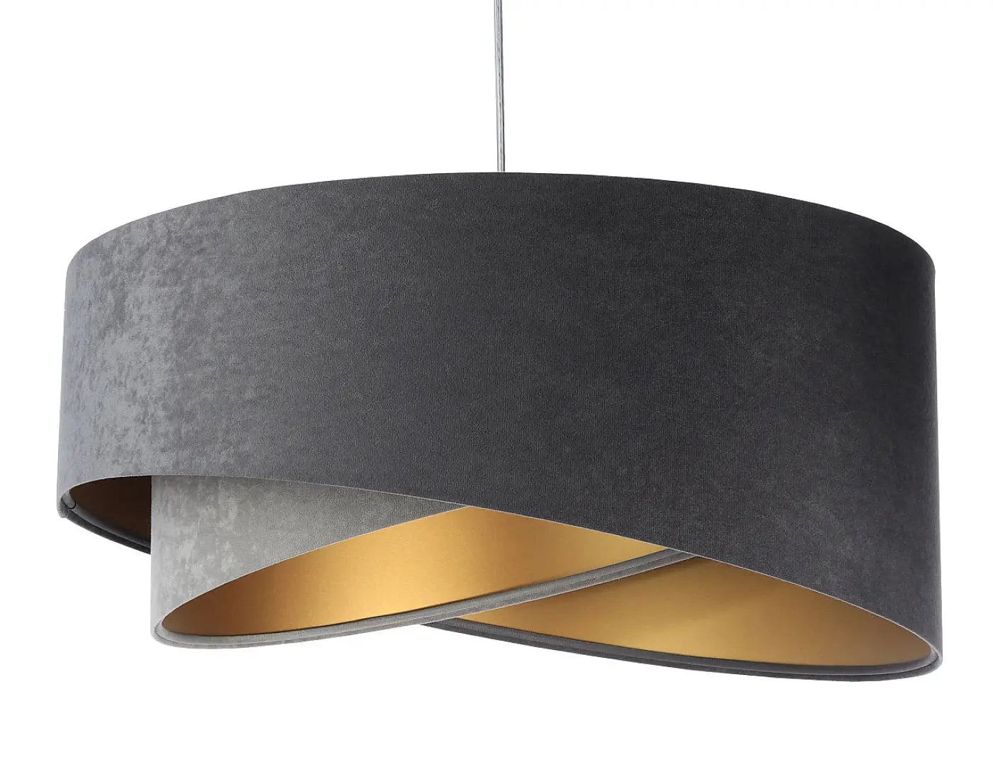 Suspension Luminaire Chic en Tissu - Galaxy Velour 50 Cm Gris (Graphite/Gris/Doré)