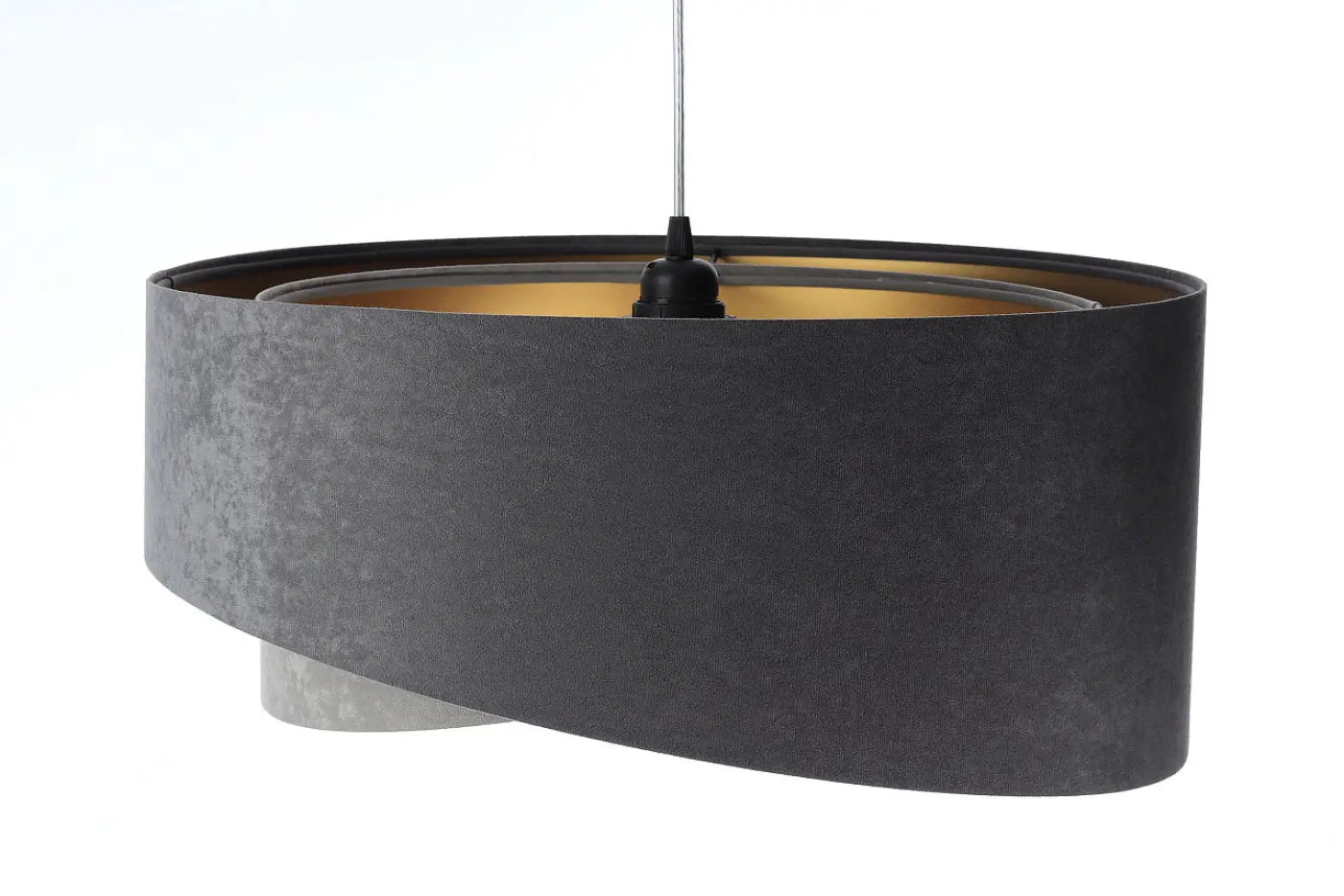 Suspension Luminaire Chic en Tissu - Galaxy Velour 50 Cm Gris (Graphite/Gris/Doré)