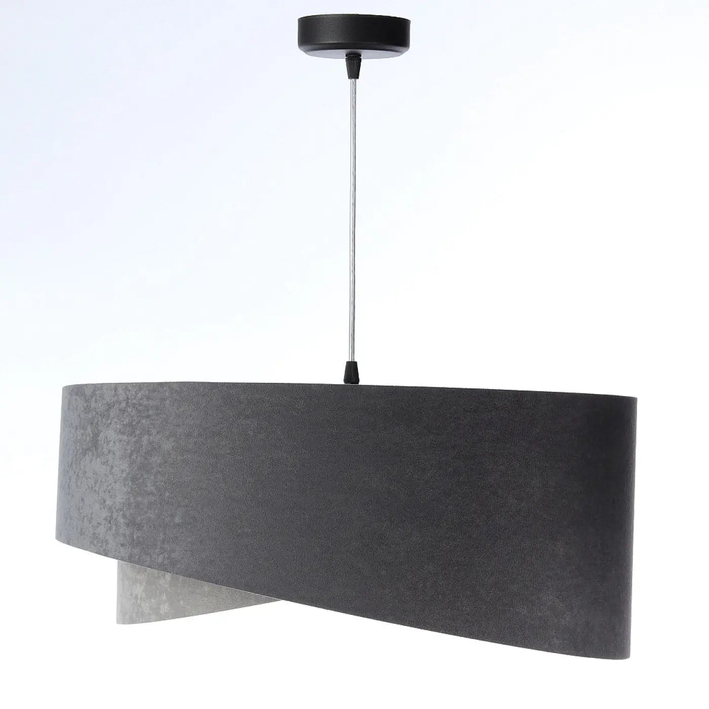 Suspension Luminaire Chic en Tissu - Galaxy Velour 50 Cm Gris (Graphite/Gris/Doré)