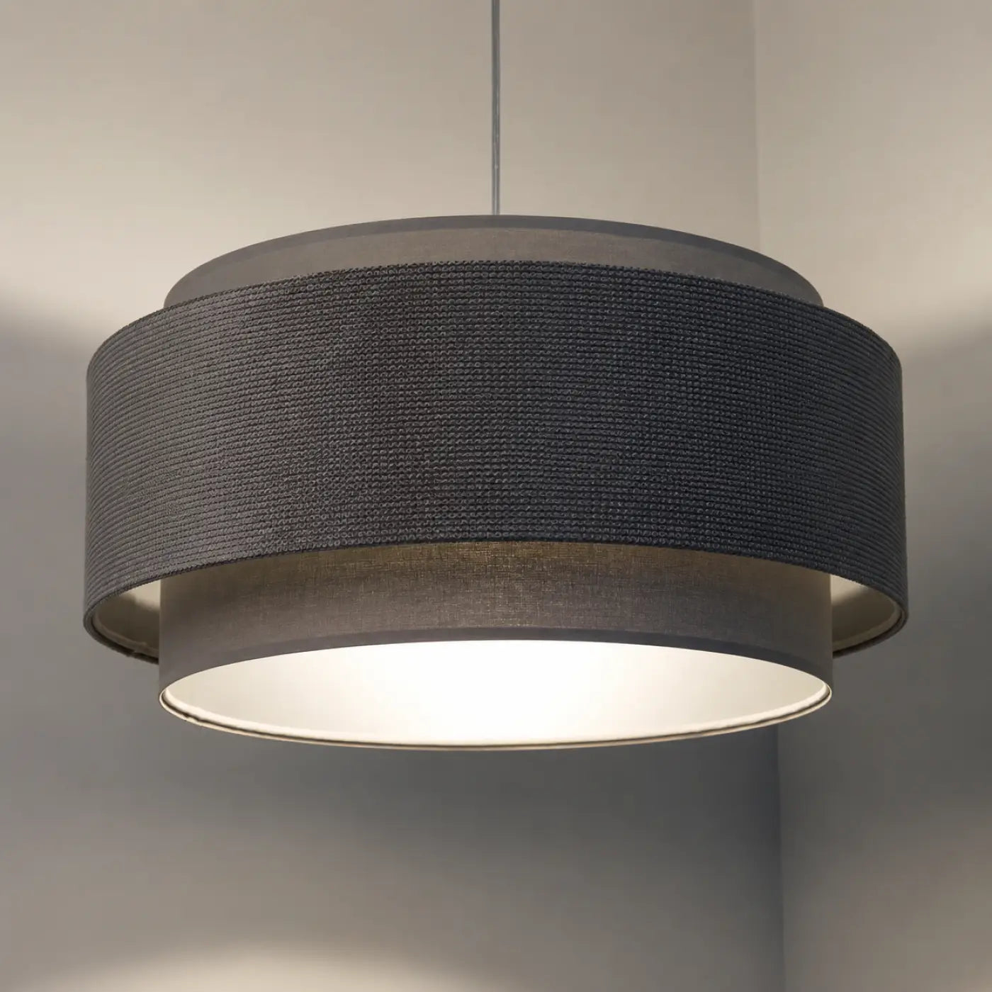 Suspension Luminaire en Tissu - Doblo Classic (Gris/Argent)