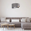Suspension Luminaire Chic en Tissu - Galaxy Velour 50 Cm  (Gris/Beige/Argent)