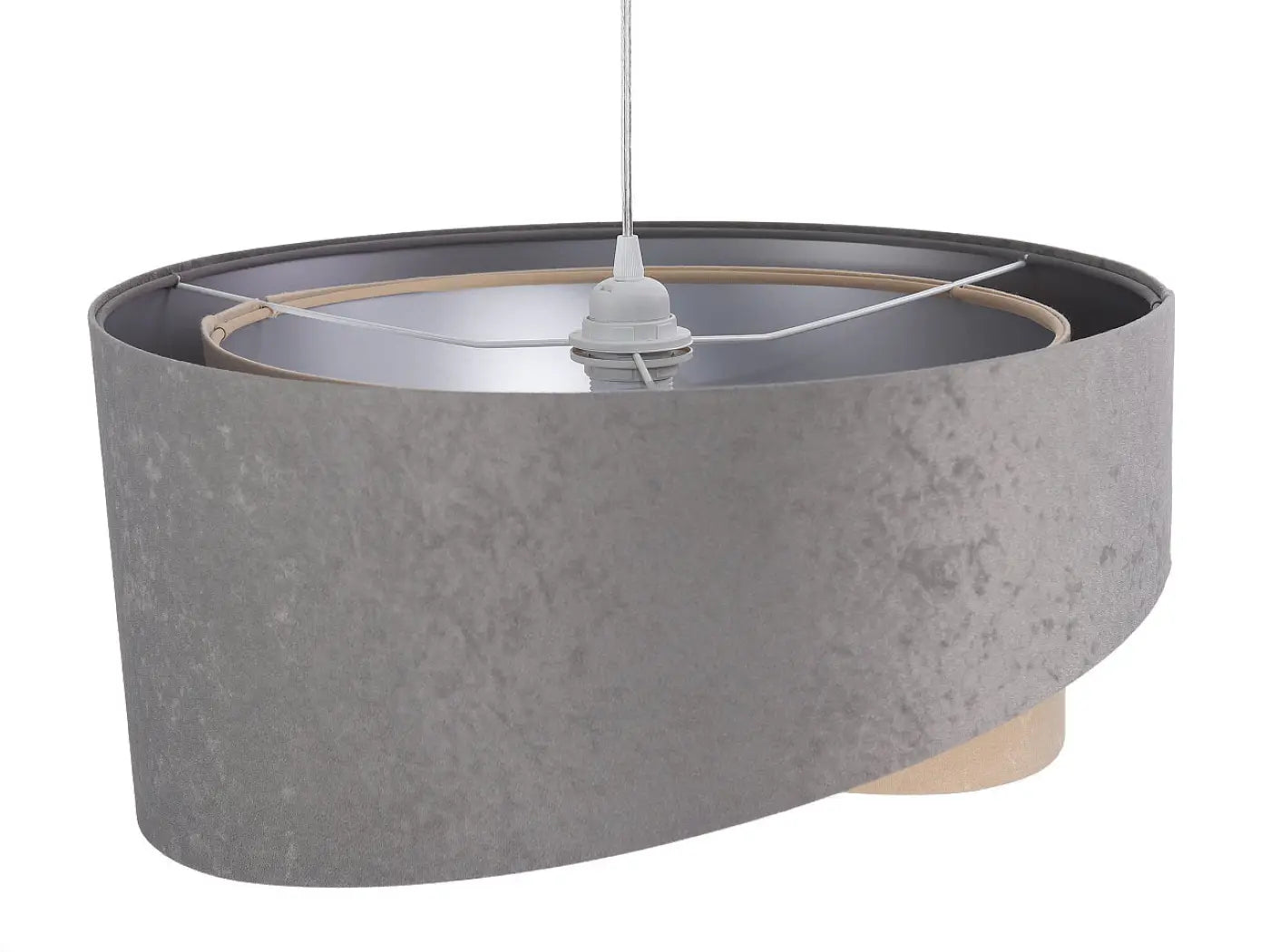Suspension Luminaire Chic en Tissu - Galaxy Velour 50 Cm  (Gris/Beige/Argent)