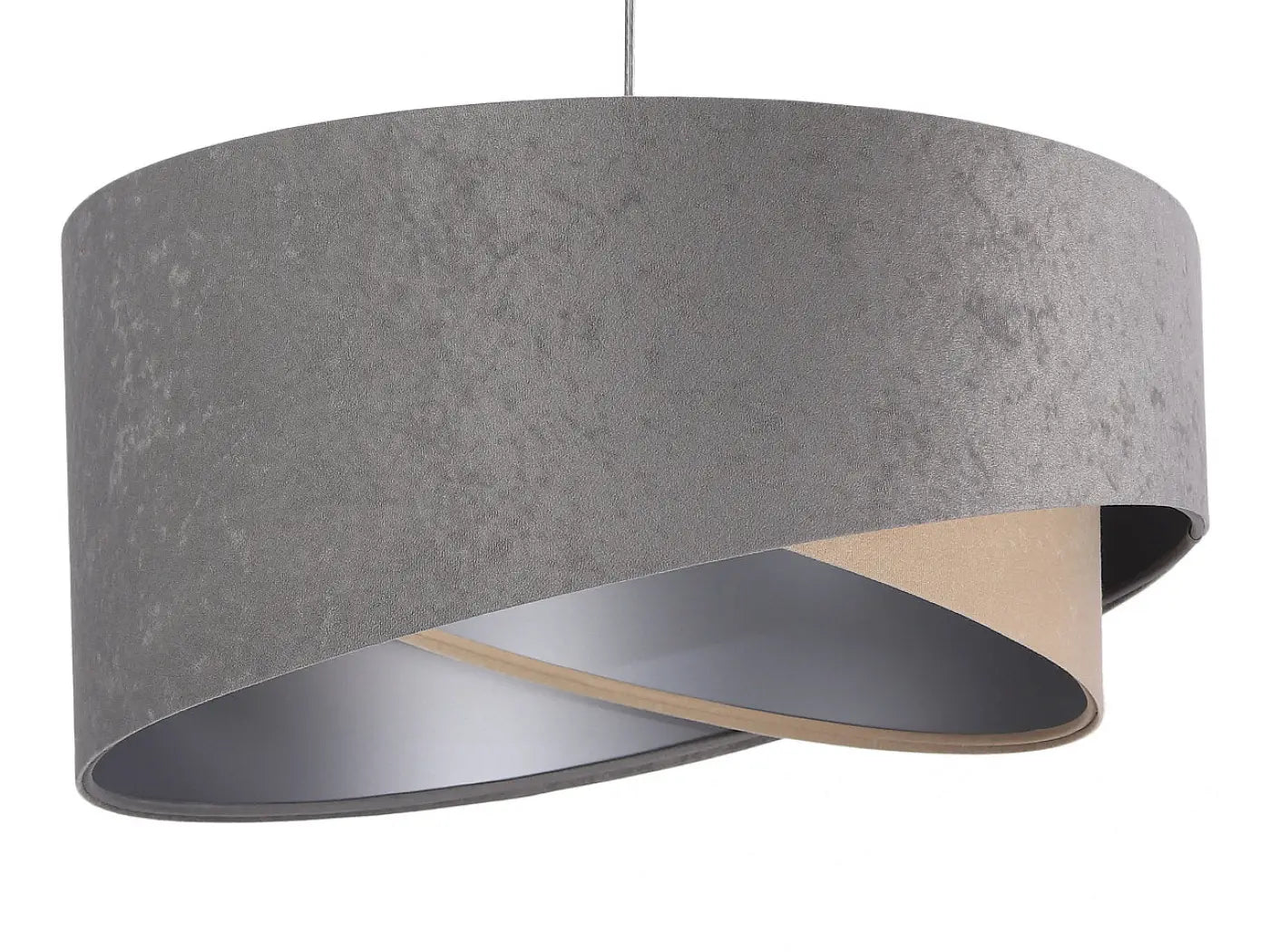 Suspension Luminaire Chic en Tissu - Galaxy Velour 50 Cm  (Gris/Beige/Argent)
