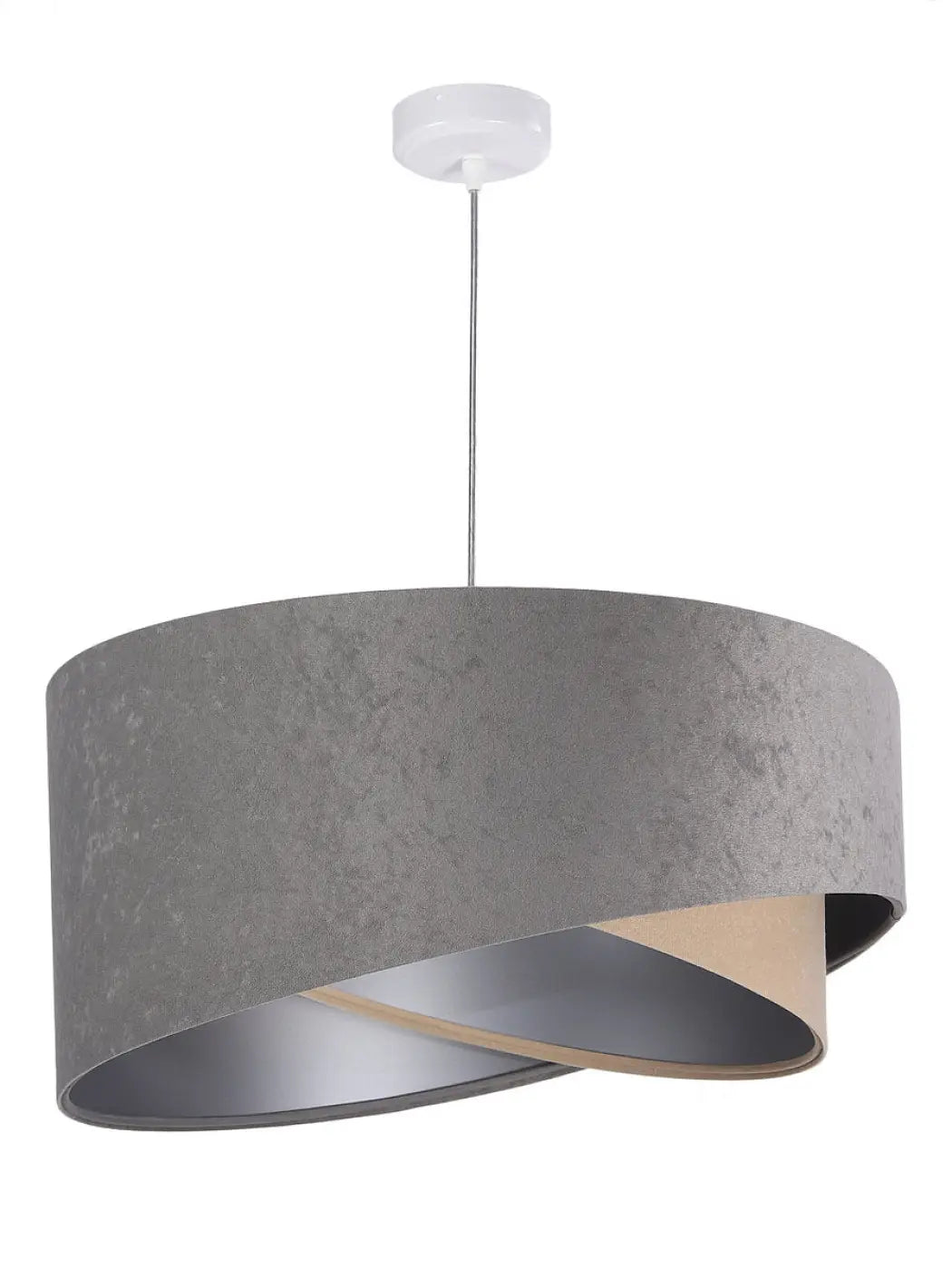 Suspension Luminaire Chic en Tissu - Galaxy Velour 50 Cm  (Gris/Beige/Argent)