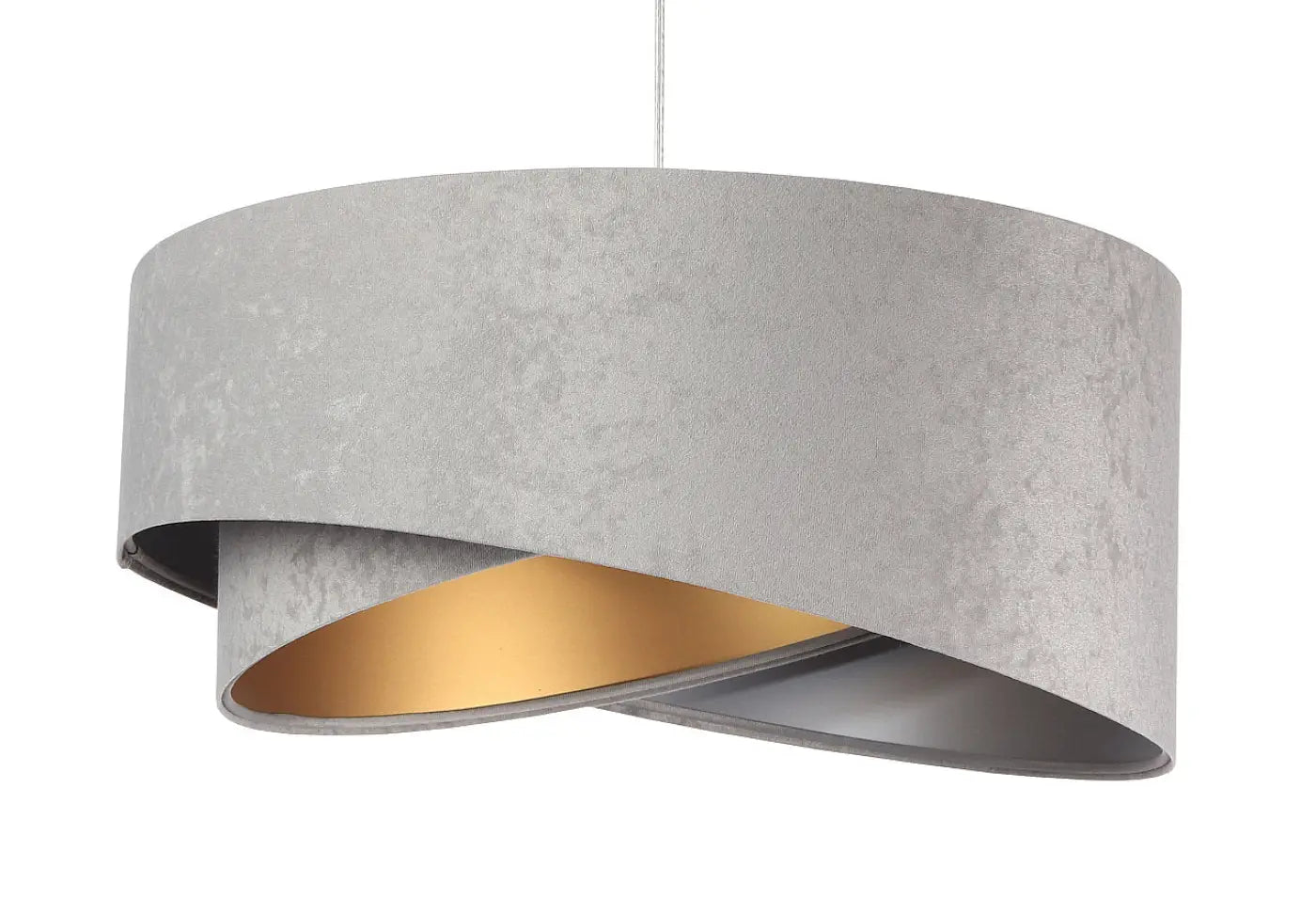 Suspension Luminaire Chic en Tissu - Galaxy Velour 50 Cm Gris (Gris/Argent/Doré)