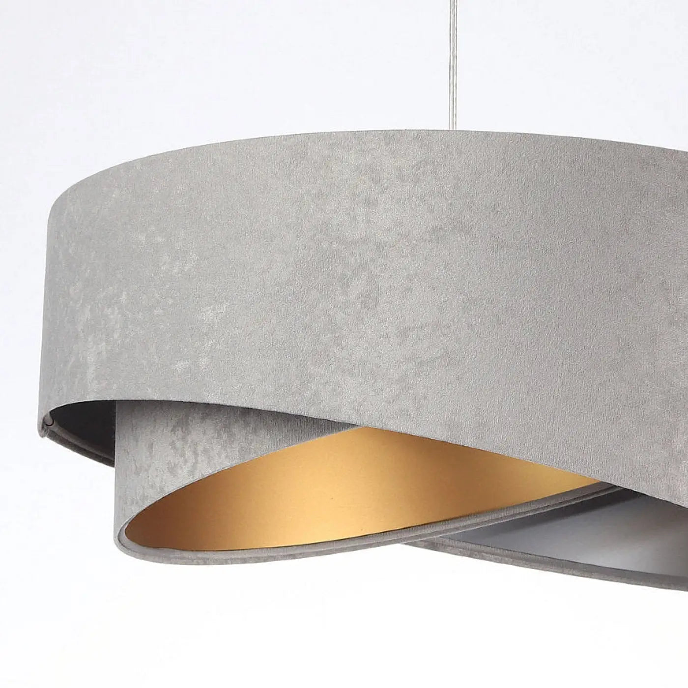 Suspension Luminaire Chic en Tissu - Galaxy Velour 50 Cm Gris (Gris/Argent/Doré)