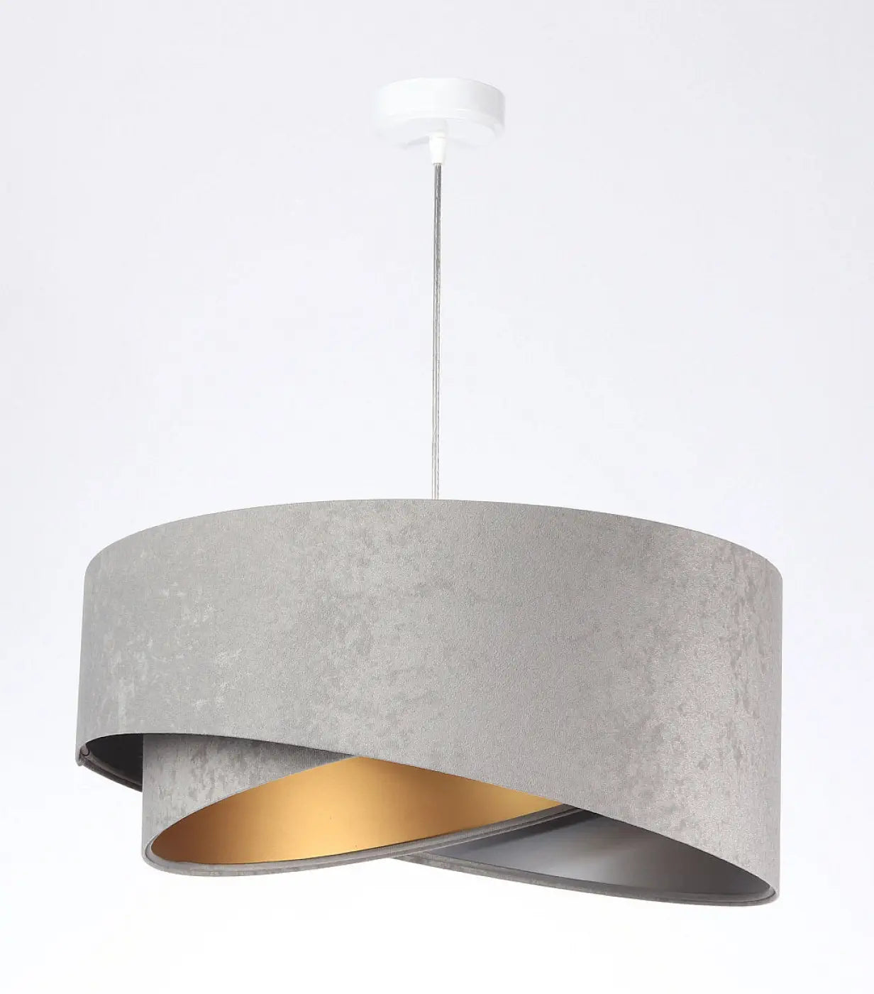 Suspension Luminaire Chic en Tissu - Galaxy Velour 50 Cm Gris (Gris/Argent/Doré)