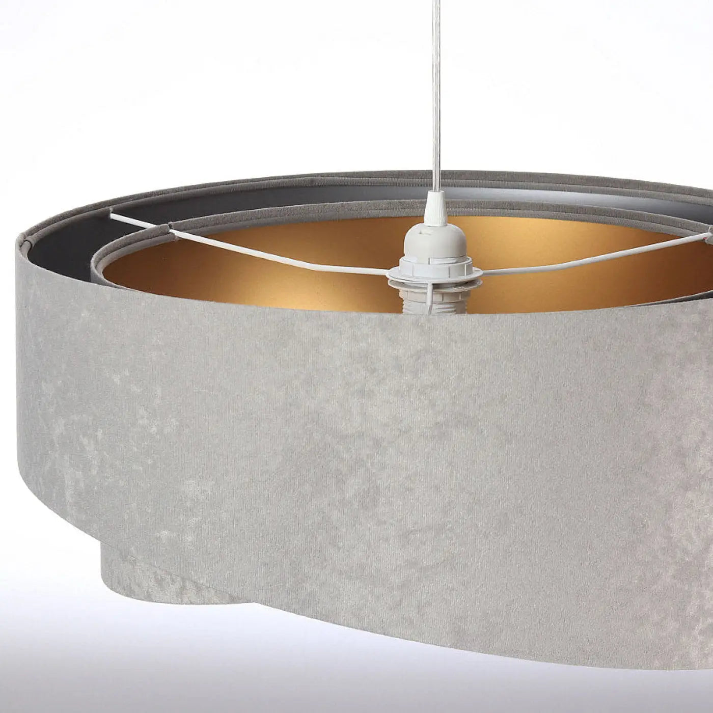Suspension Luminaire Chic en Tissu - Galaxy Velour 50 Cm Gris (Gris/Argent/Doré)