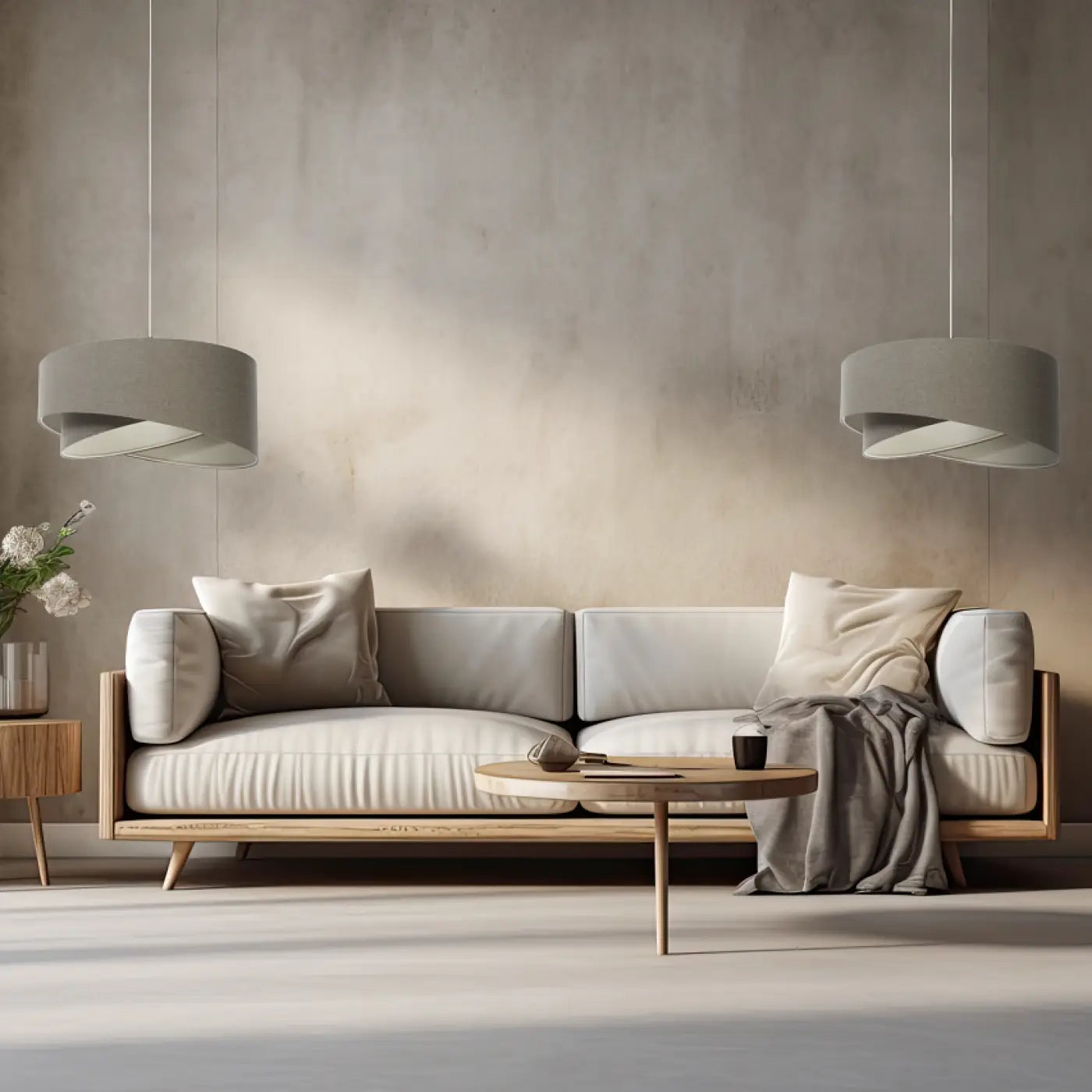 Suspension Luminaire Design en Tissu - Galaxy Boho Elegant (Gris Marron/Ecru)