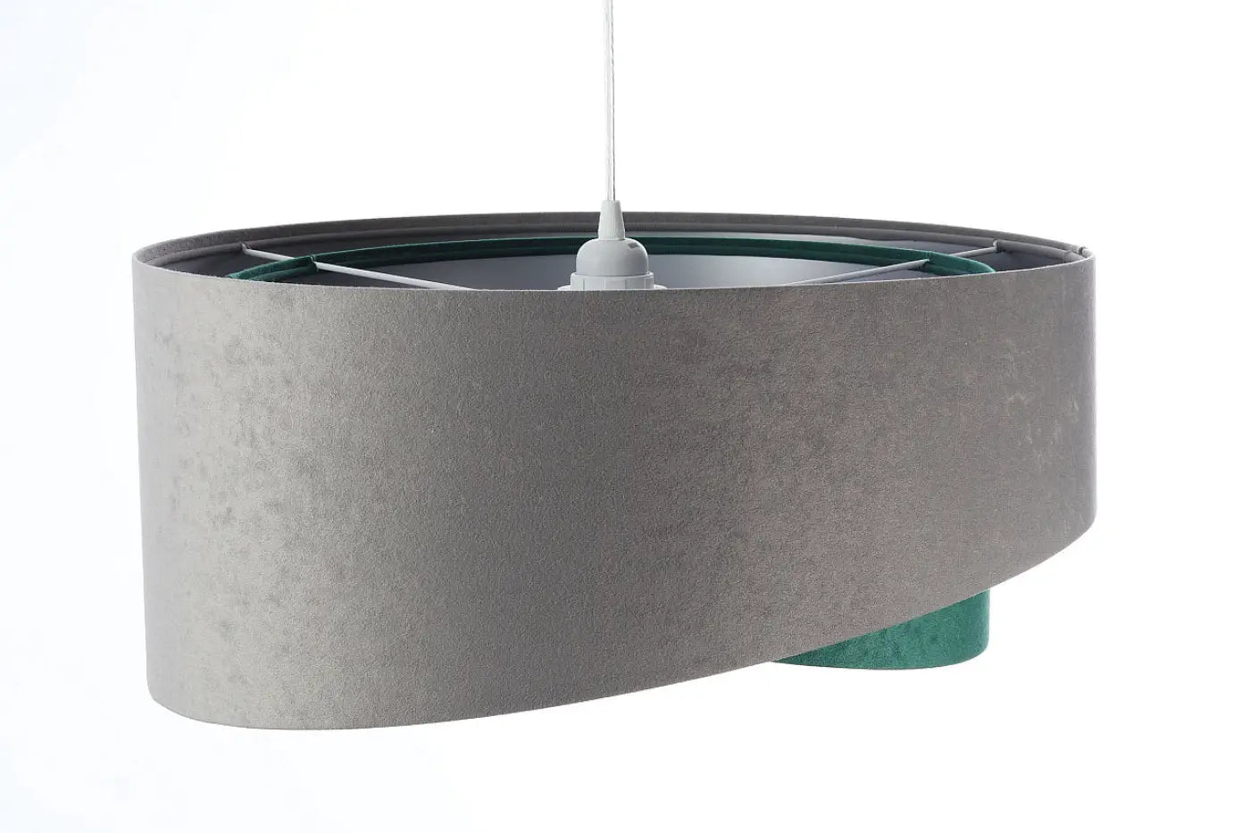 Suspension Luminaire Chic en Tissu - Galaxy Velour 50 Cm (Gris/Vert/Argent)