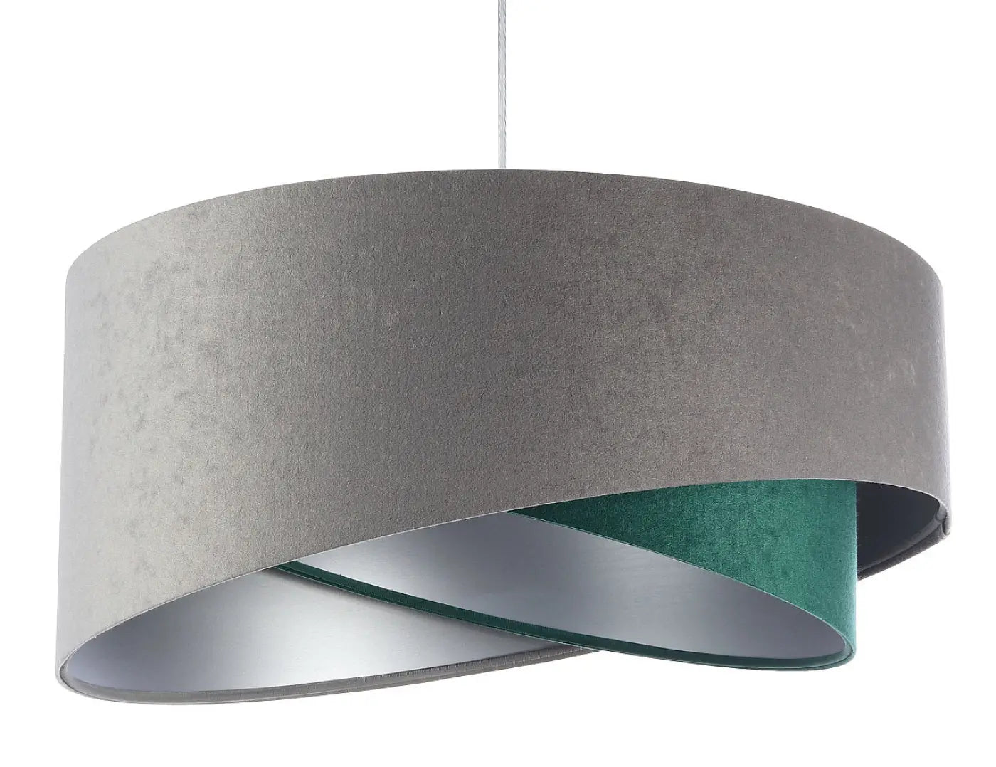 Suspension Luminaire Chic en Tissu - Galaxy Velour 50 Cm (Gris/Vert/Argent)
