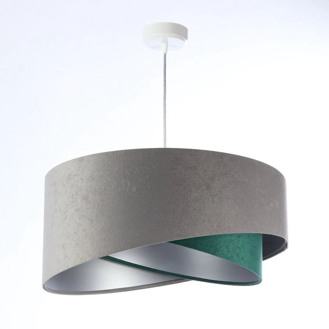 Suspension Luminaire Chic en Tissu - Galaxy Velour 50 Cm (Gris/Vert/Argent)