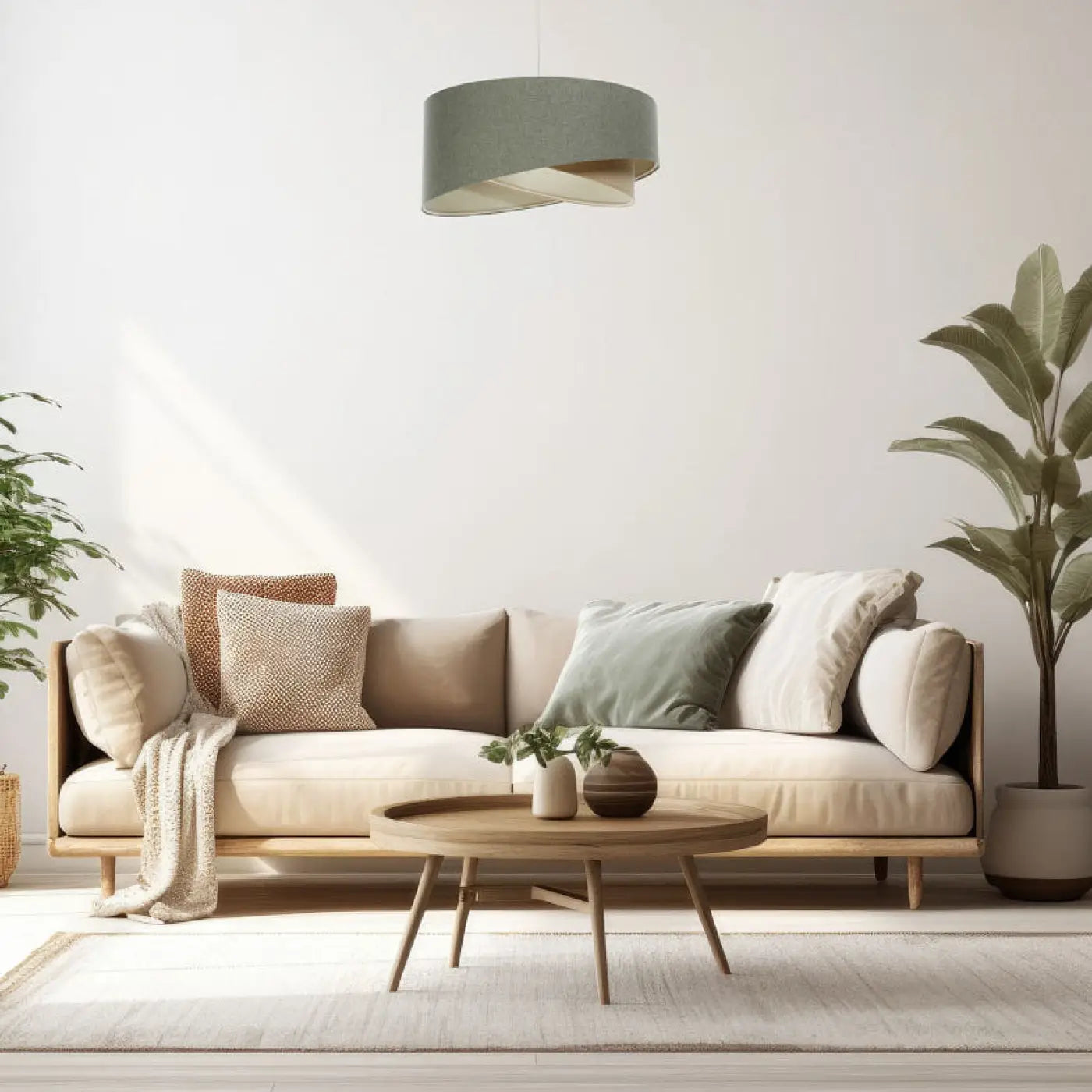Suspension Luminaire Design en Tissu - Galaxy Boho Elegant (Gris Vert/Beige)