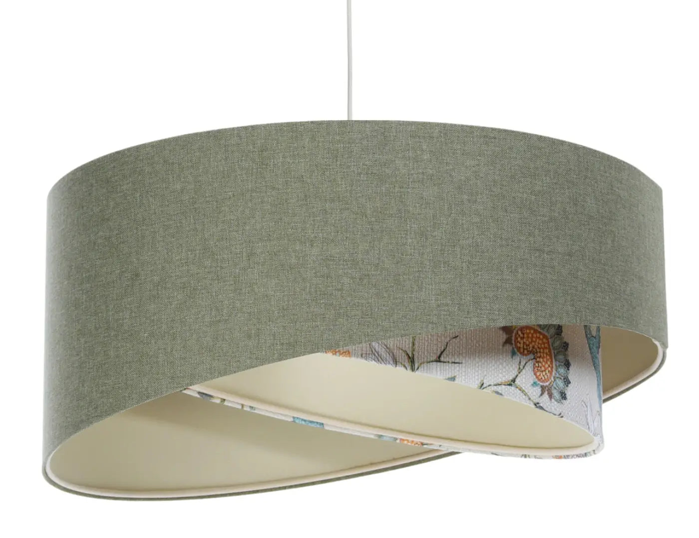 Suspension Luminaire Chic en Tissu - Galaxy Boho Elegant (Gris Vert/Ecru/Orange)