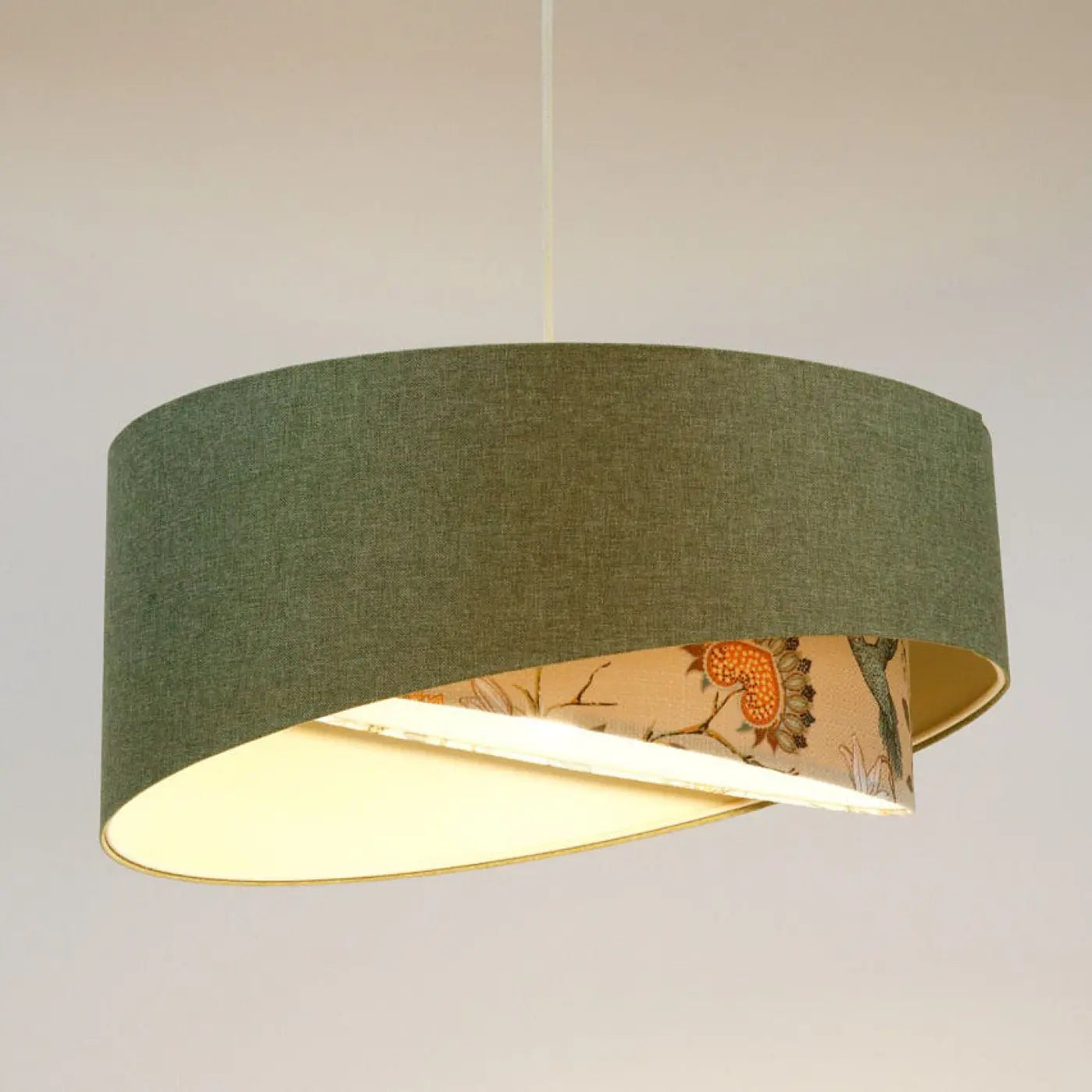 Suspension Luminaire Chic en Tissu - Galaxy Boho Elegant (Gris Vert/Ecru/Orange)