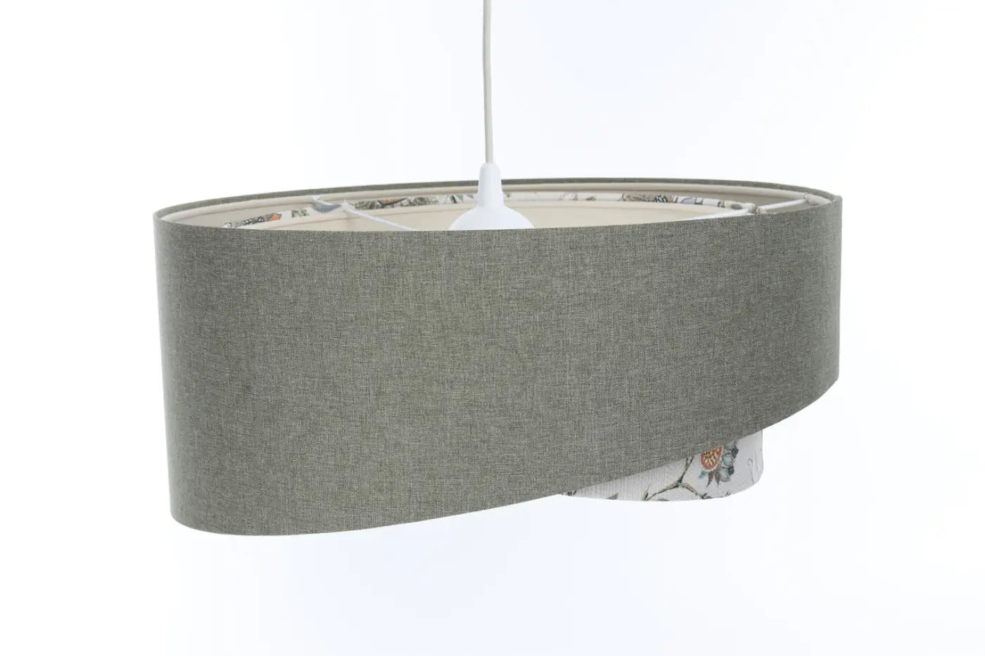 Suspension Luminaire Chic en Tissu - Galaxy Boho Elegant (Gris Vert/Ecru/Orange)
