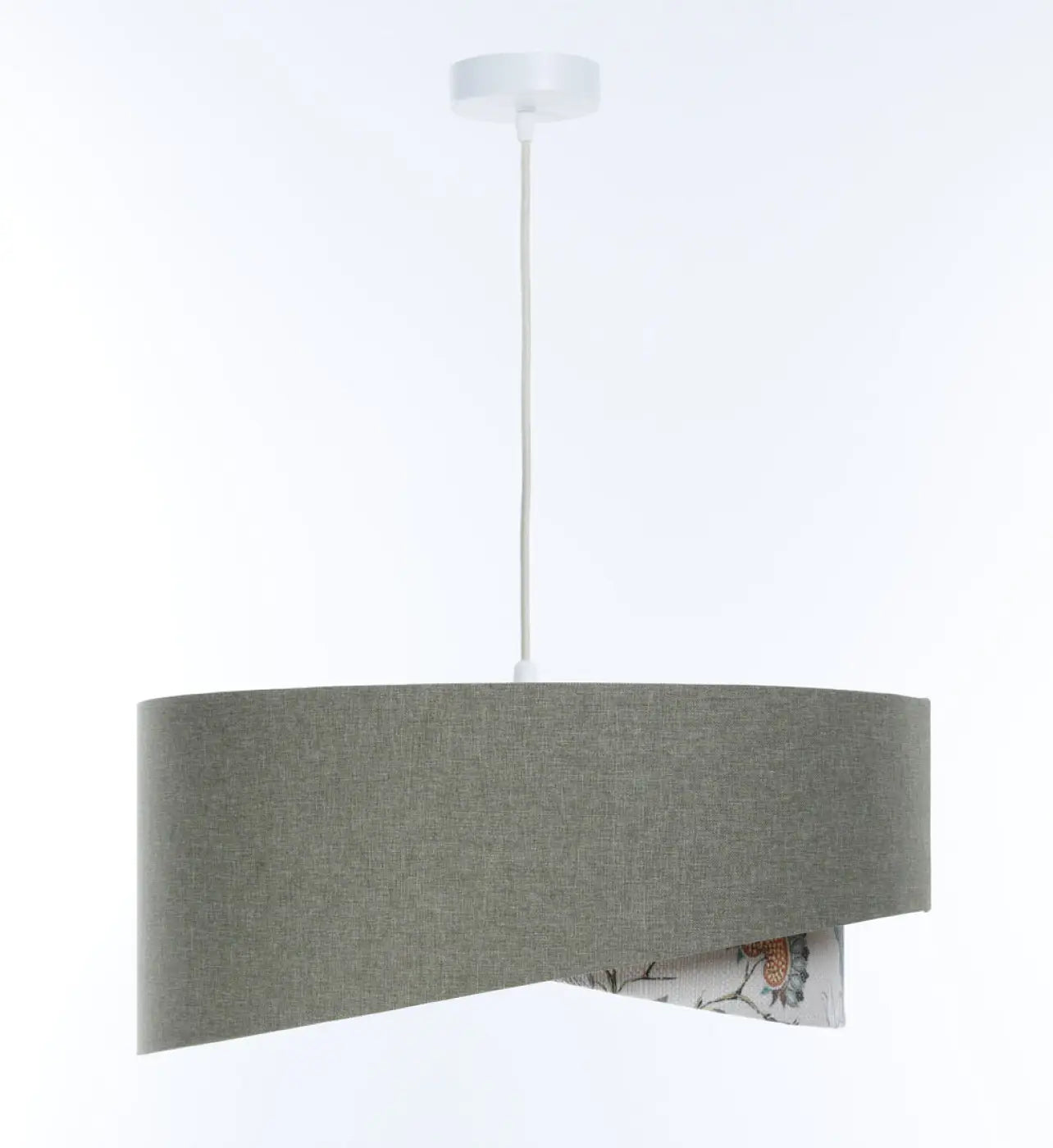 Suspension Luminaire Chic en Tissu - Galaxy Boho Elegant (Gris Vert/Ecru/Orange)