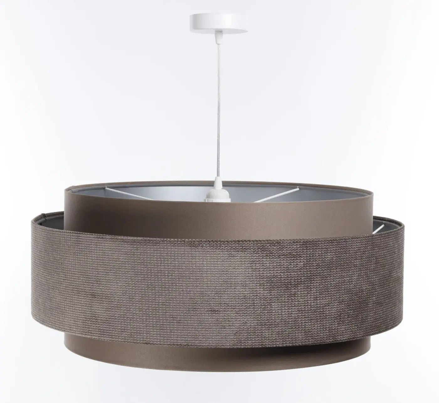 Suspension Luminaire Chic en Tissu - Doblo Classic (Marron Café/Argent)