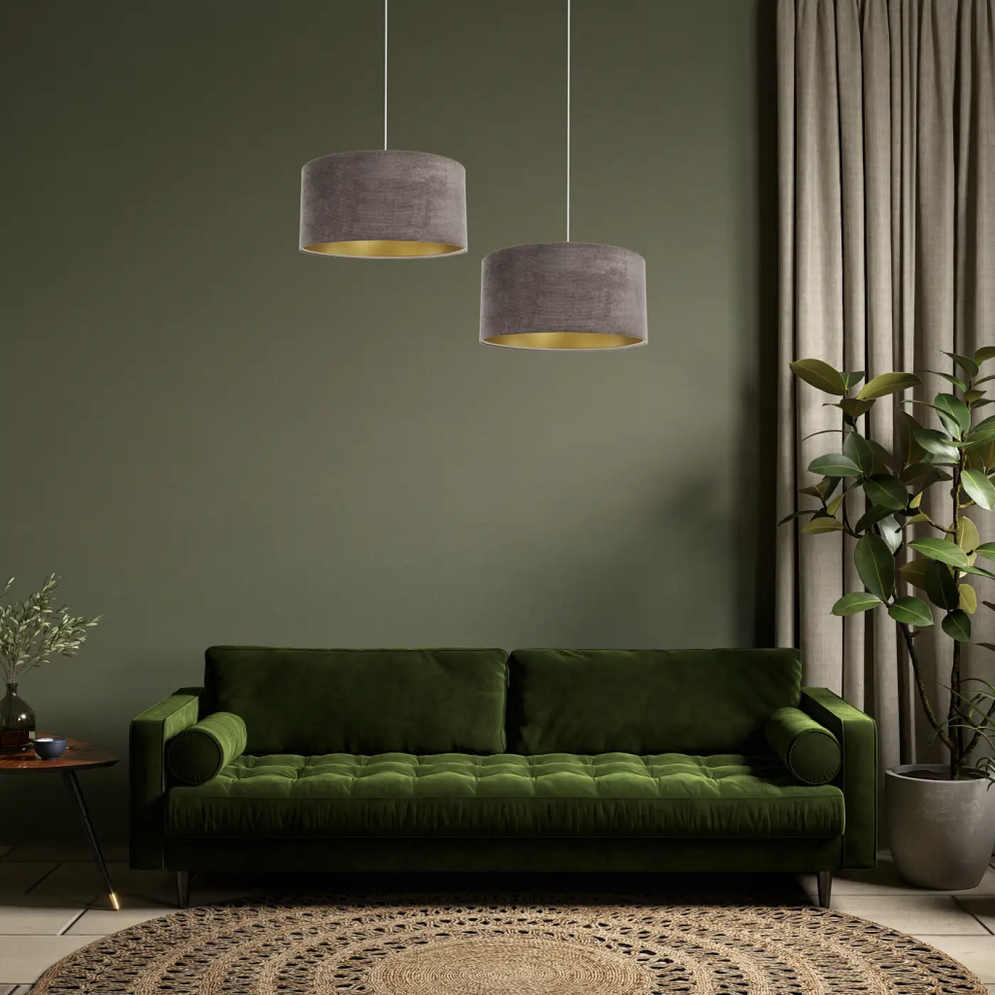 Suspension Luminaire Moderne en Tissu - Glamour Structural Velour (Marron/Dore)