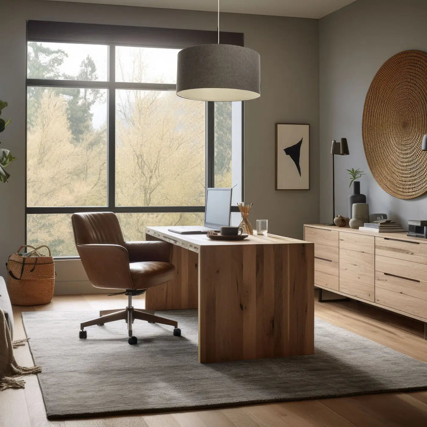 Suspension Luminaire Minimaliste en Tissu - Boho Elegant (Marron Gris)