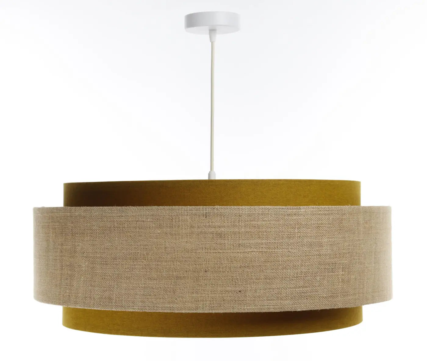 Suspension Luminaire Chic en Tissu - Doblo Classic (Moutarde /Beige/Doré)