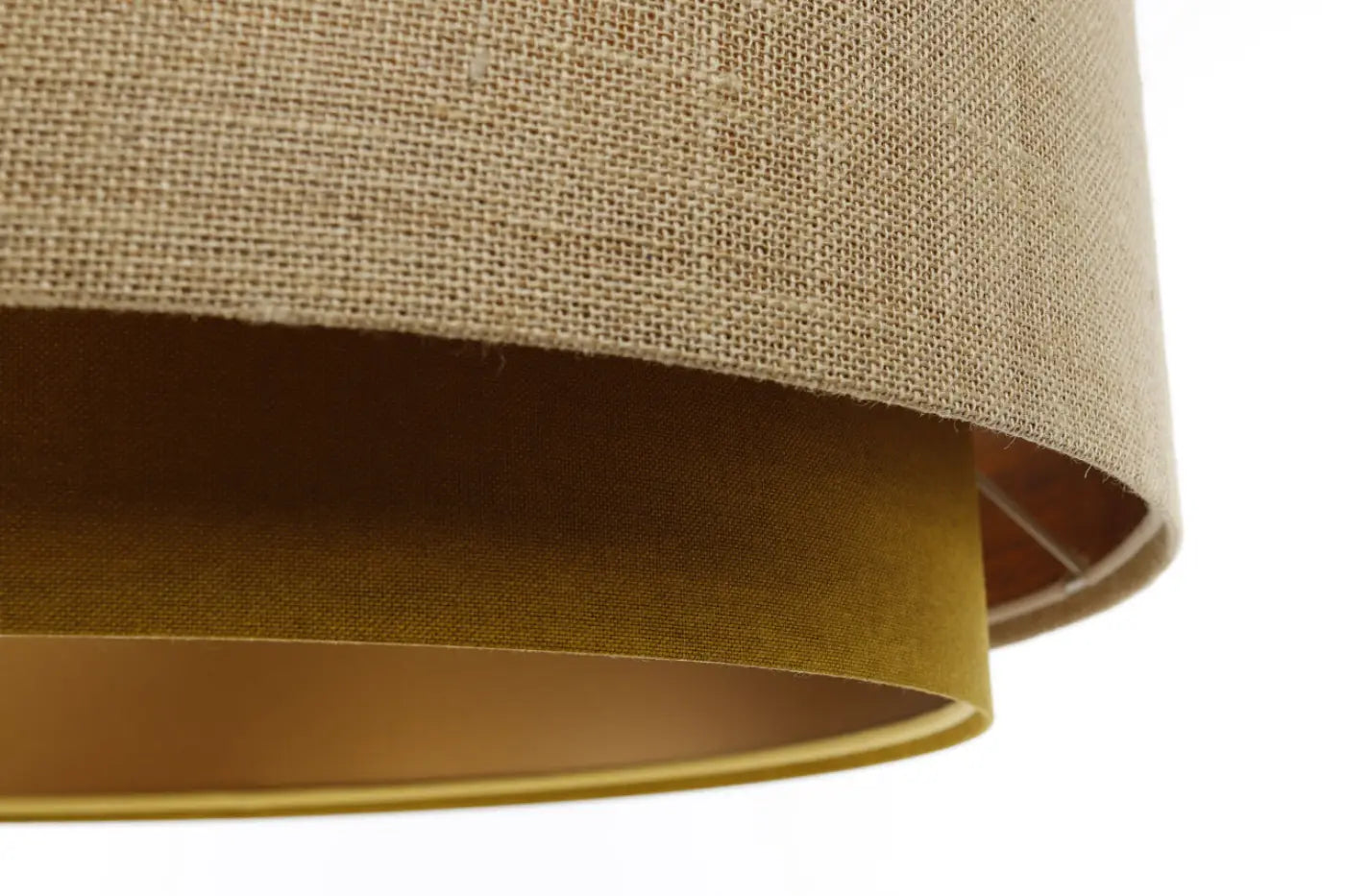 Suspension Luminaire Chic en Tissu - Doblo Classic (Moutarde /Beige/Doré)