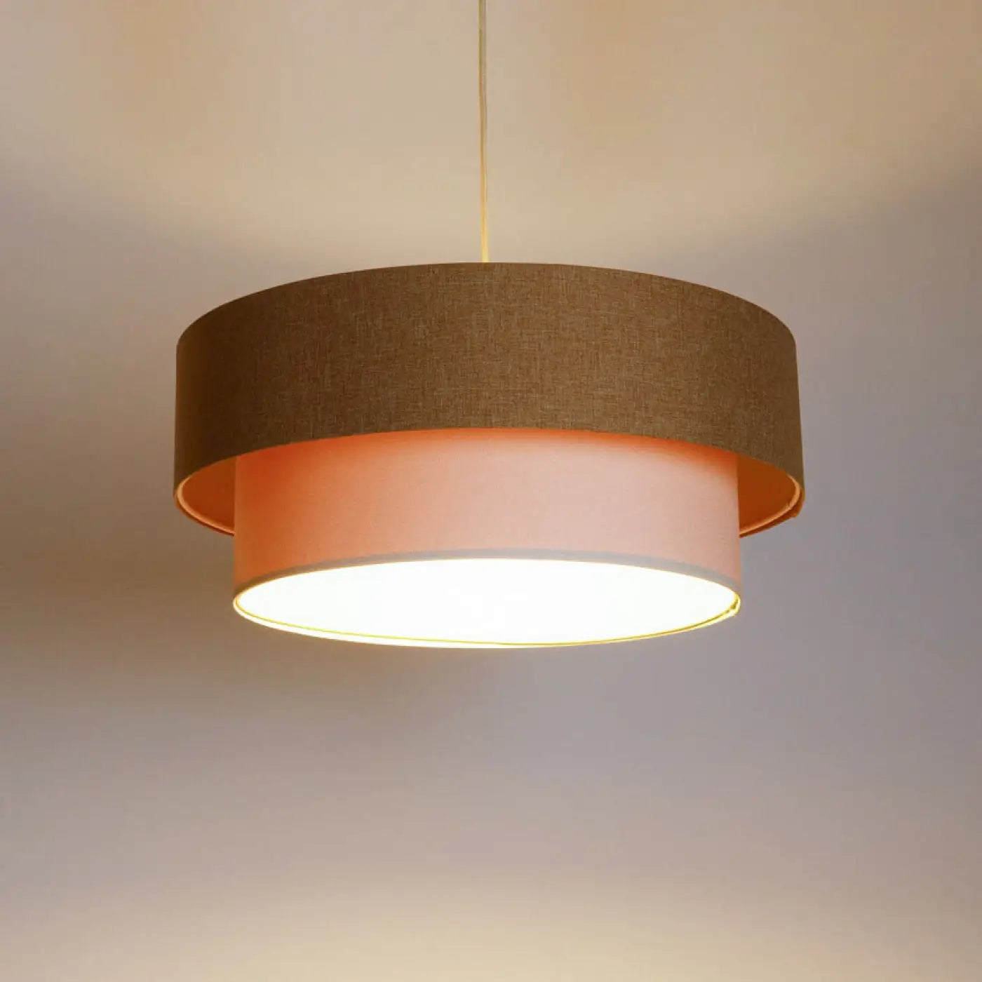 Suspension Luminaire Moderne en Tissu - Duo Boho Elegant (Moutarde/Crème/Ecru)