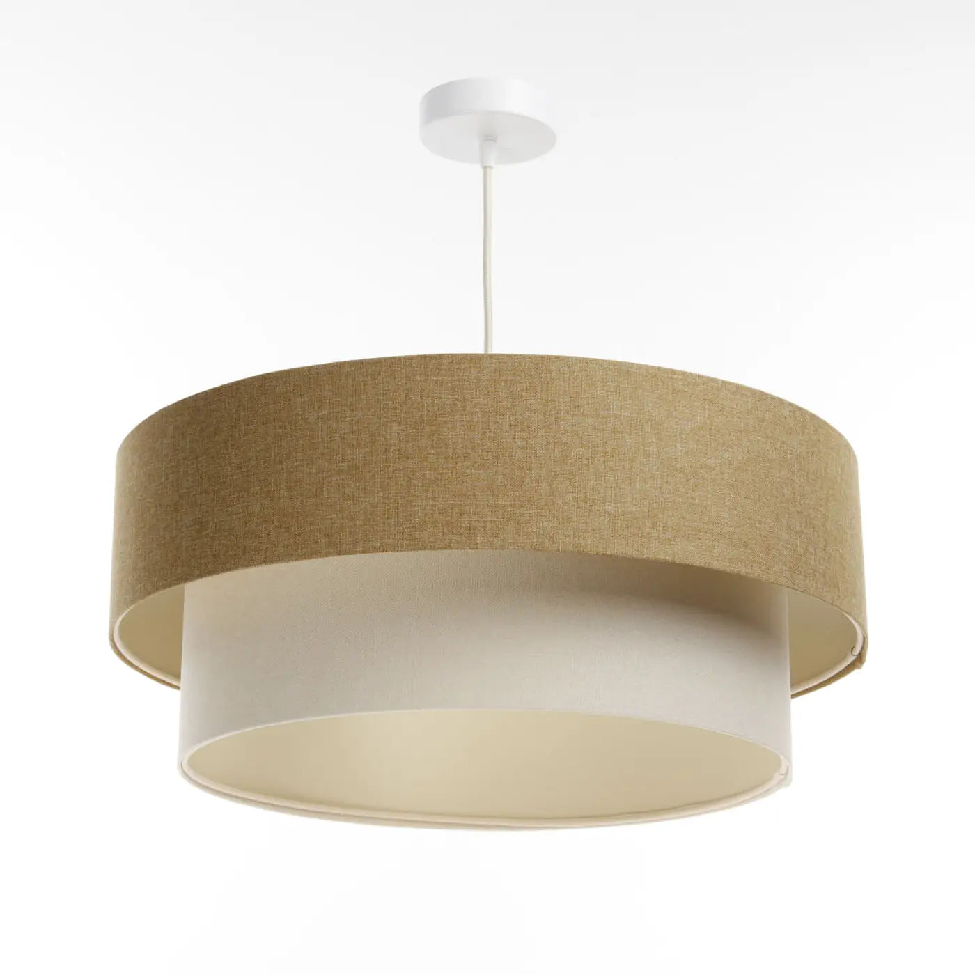 Suspension Luminaire Moderne en Tissu - Duo Boho Elegant (Moutarde/Crème/Ecru)