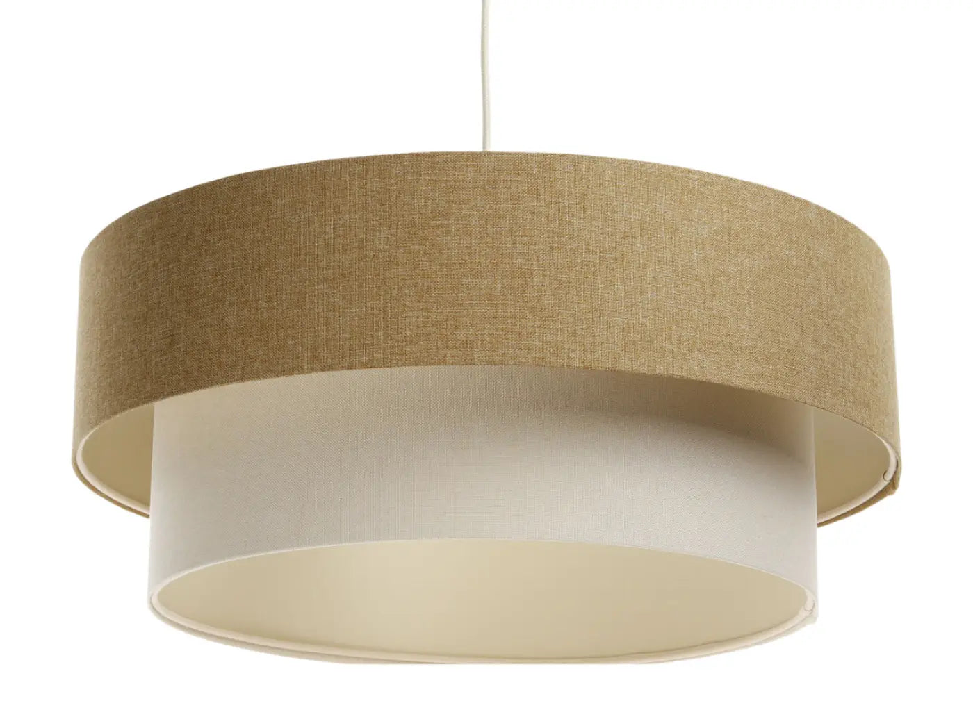 Suspension Luminaire Moderne en Tissu - Duo Boho Elegant (Moutarde/Crème/Ecru)