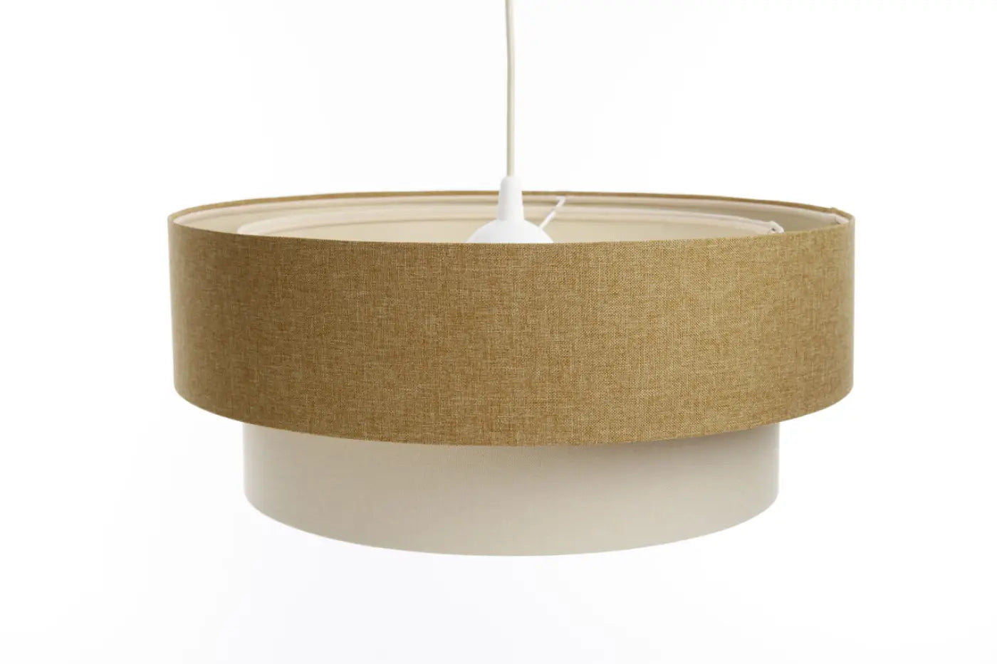 Suspension Luminaire Moderne en Tissu - Duo Boho Elegant (Moutarde/Crème/Ecru)