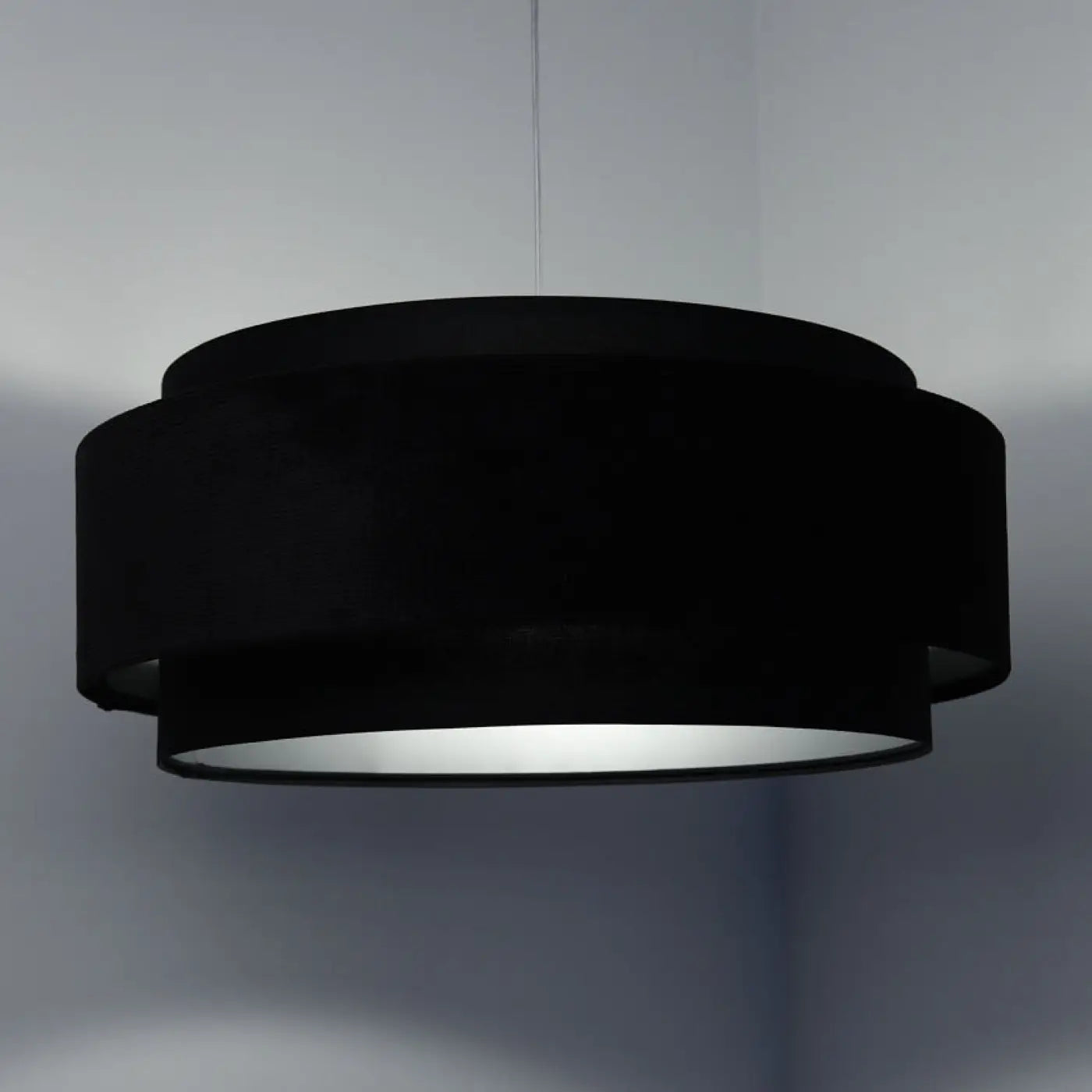 Suspension Luminaire en Tissu - Doblo Classic (Noir/Argent)