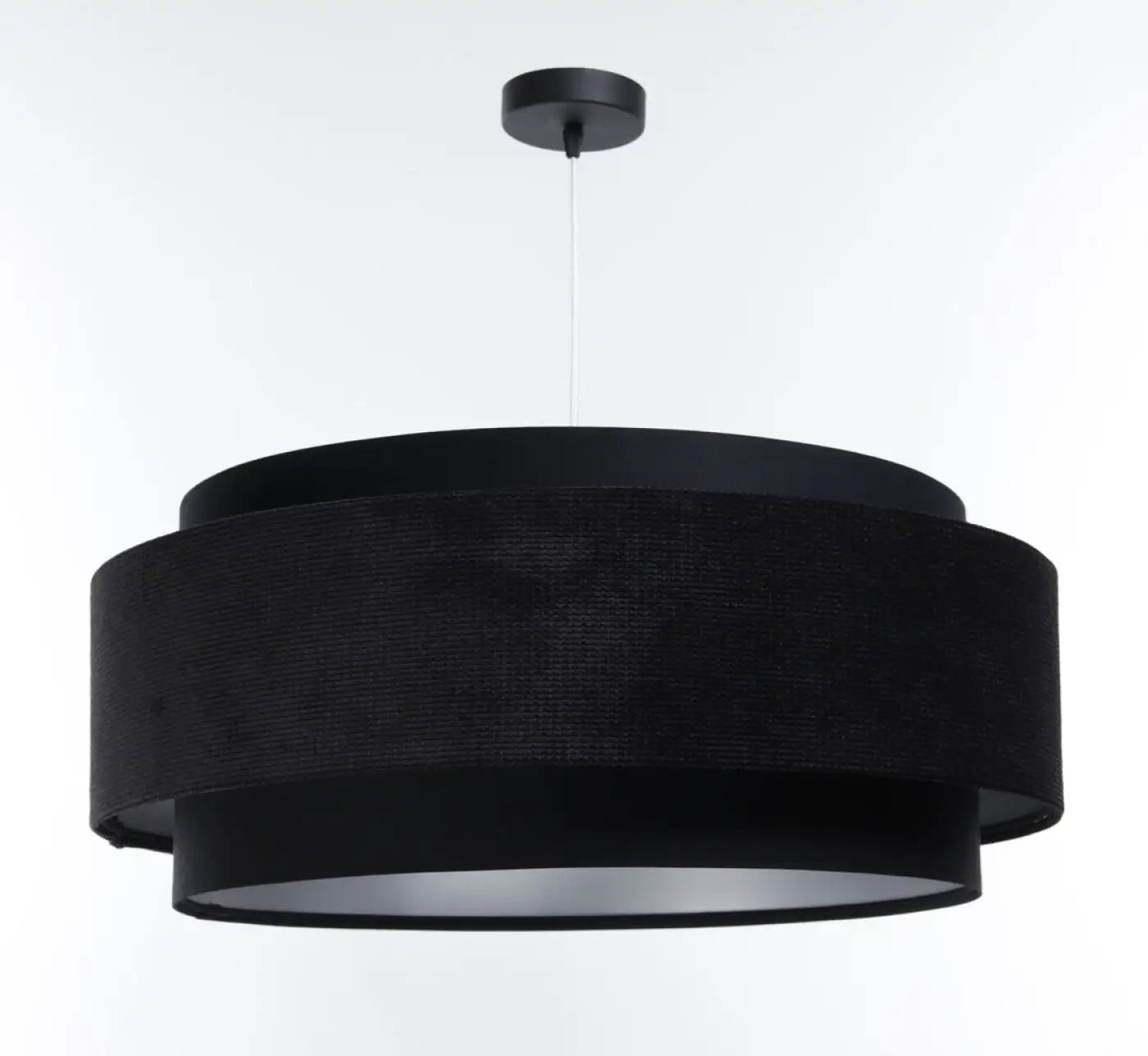 Suspension Luminaire en Tissu - Doblo Classic (Noir/Argent)