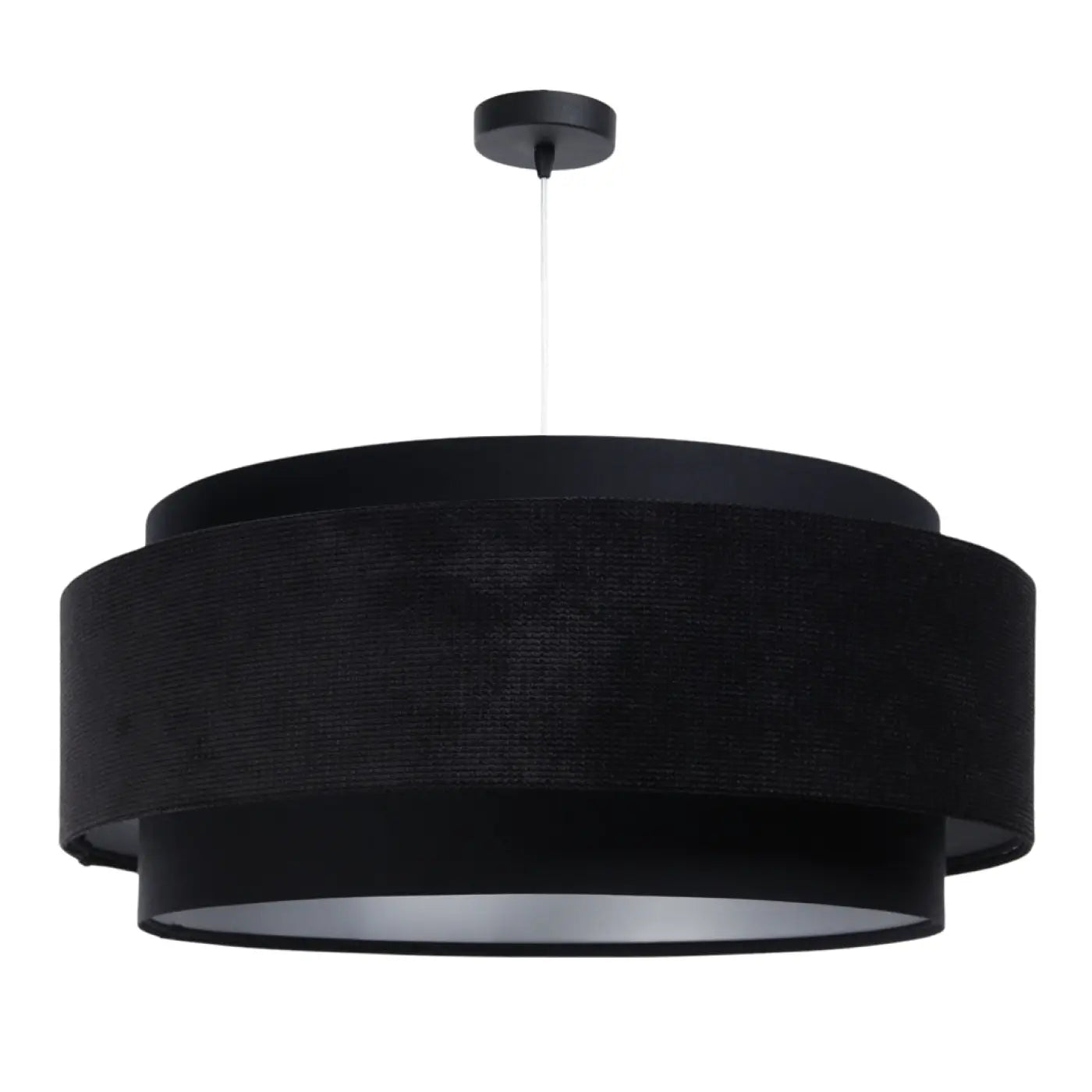 Suspension Luminaire en Tissu - Doblo Classic (Noir/Argent)