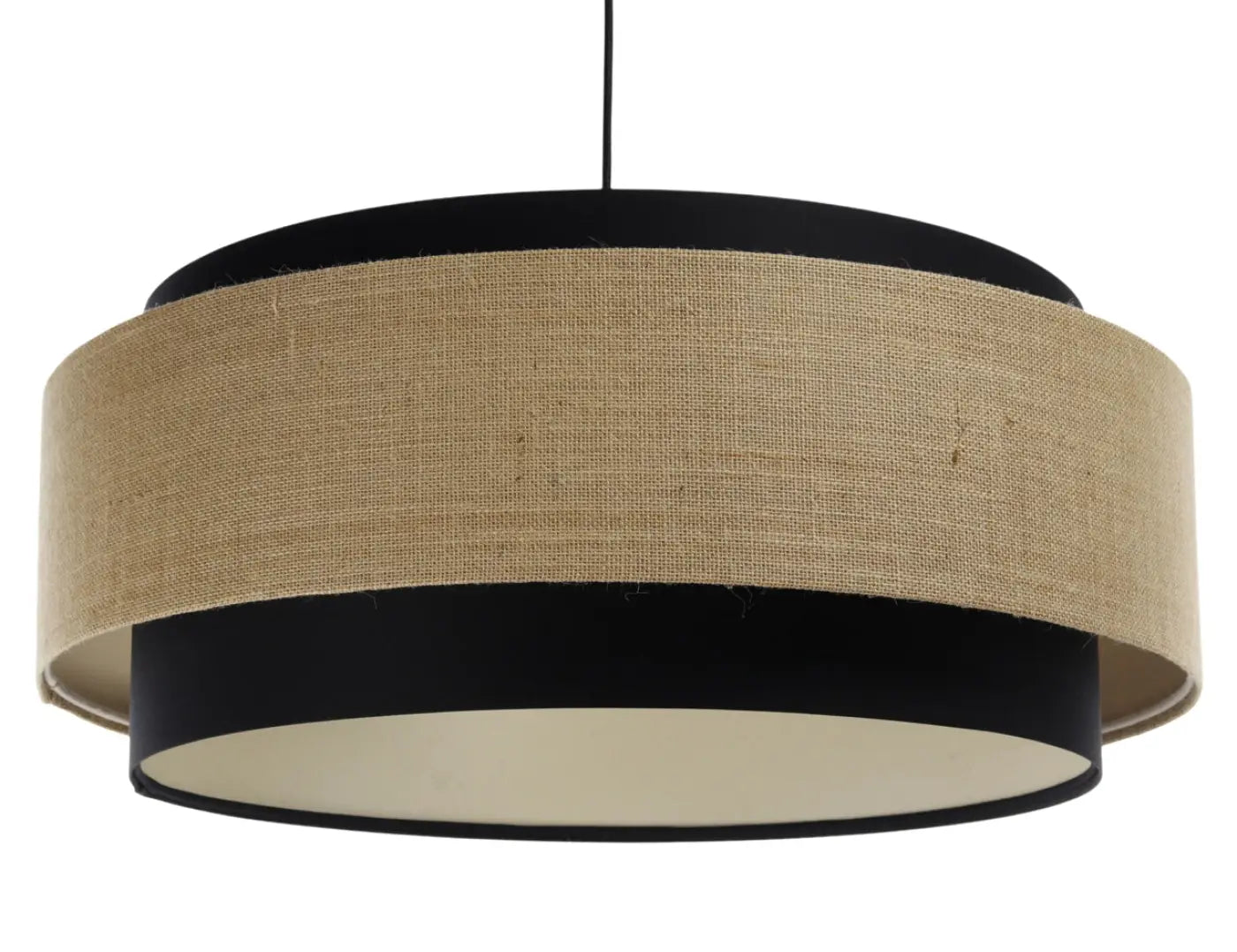 Suspension Luminaire Chic en Tissu - Doblo Classic (Noir /Beige/Ecru)