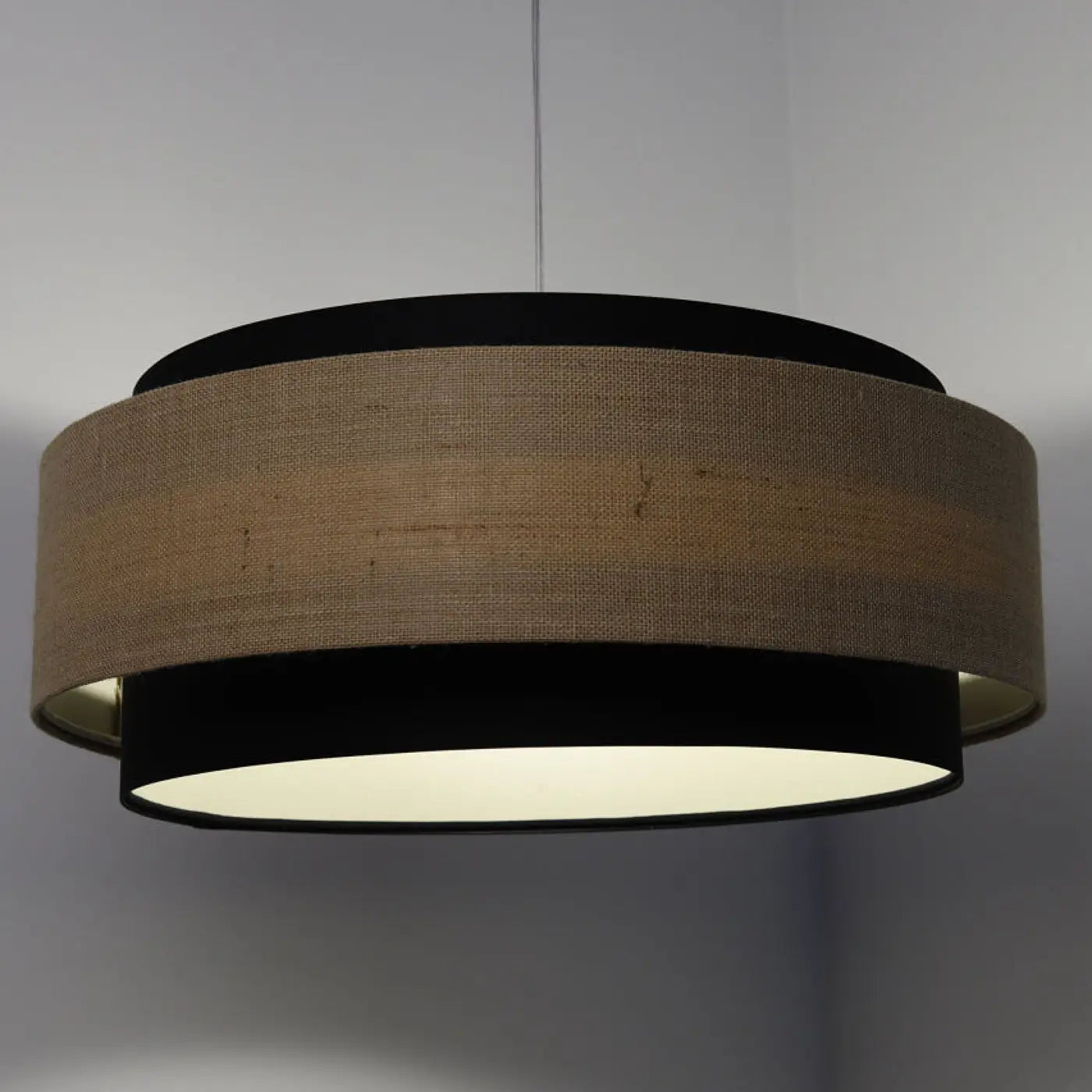 Suspension Luminaire Chic en Tissu - Doblo Classic (Noir /Beige/Ecru)