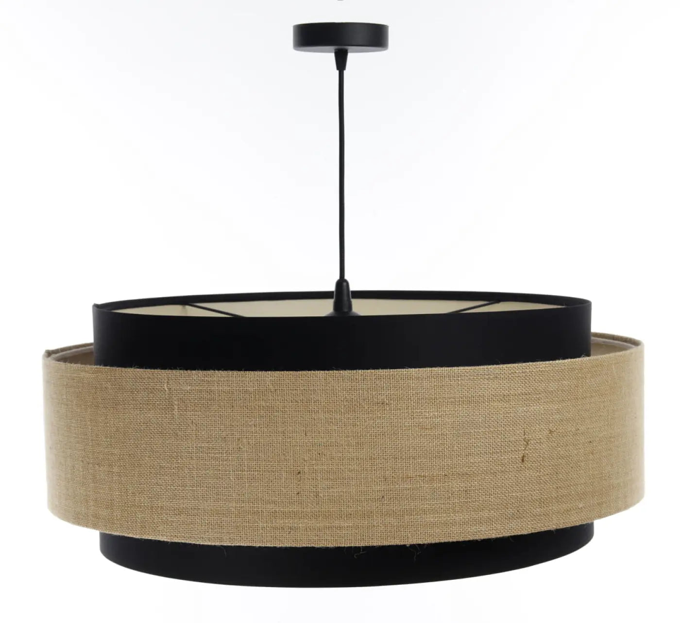 Suspension Luminaire Chic en Tissu - Doblo Classic (Noir /Beige/Ecru)