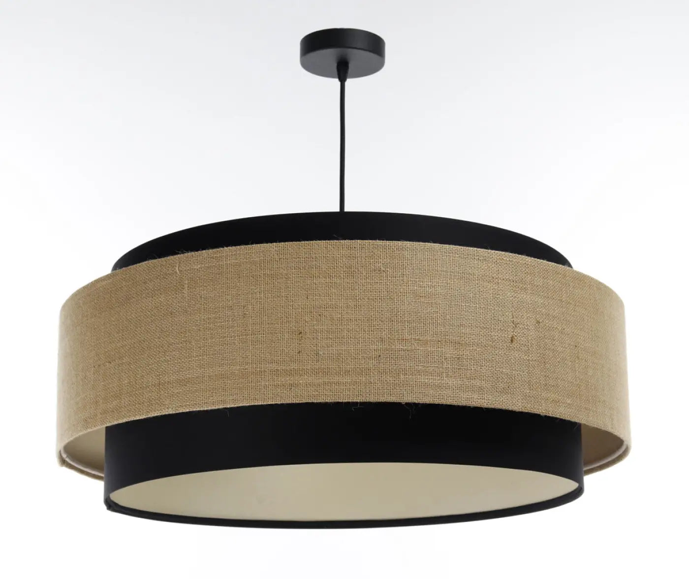 Suspension Luminaire Chic en Tissu - Doblo Classic (Noir /Beige/Ecru)