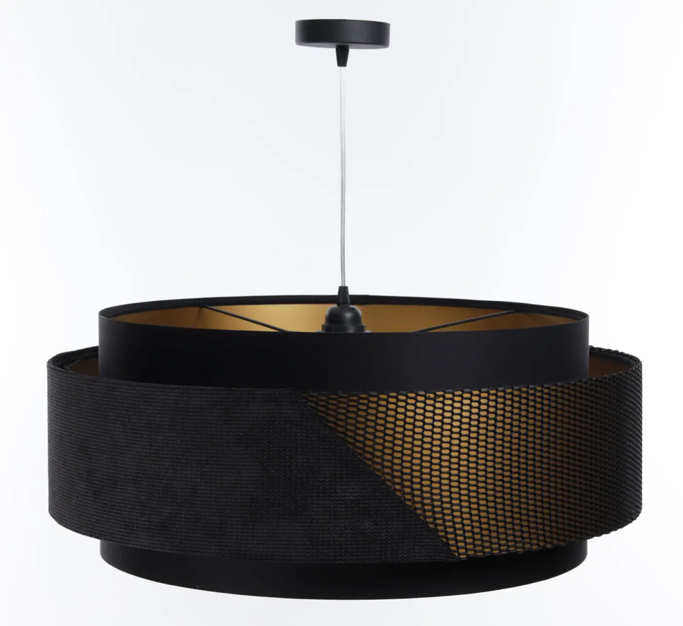 Suspension Luminaire en Tissu - Doblo Classic (Noir/Doré)