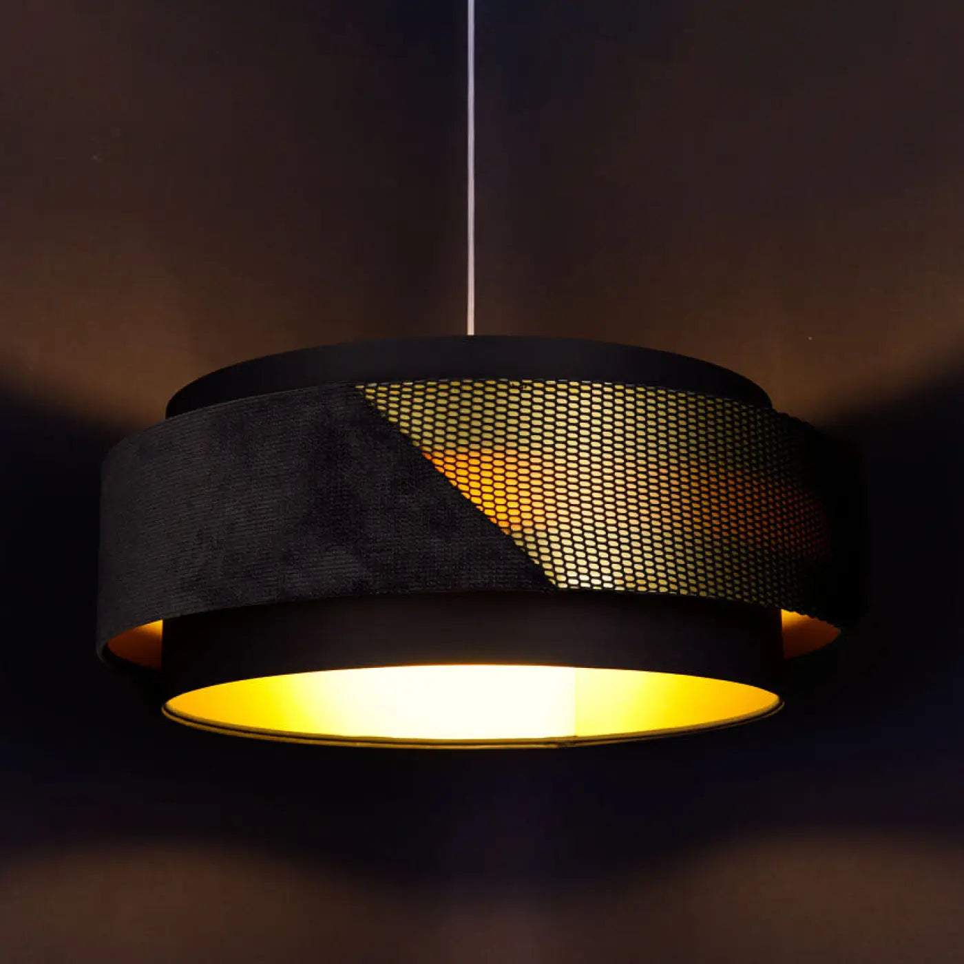 Suspension Luminaire en Tissu - Doblo Classic (Noir/Doré)