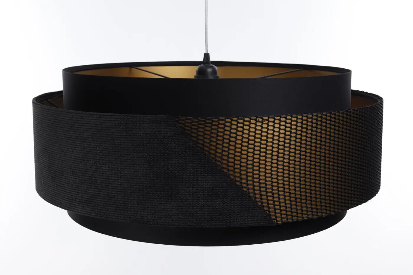 Suspension Luminaire en Tissu - Doblo Classic (Noir/Doré)