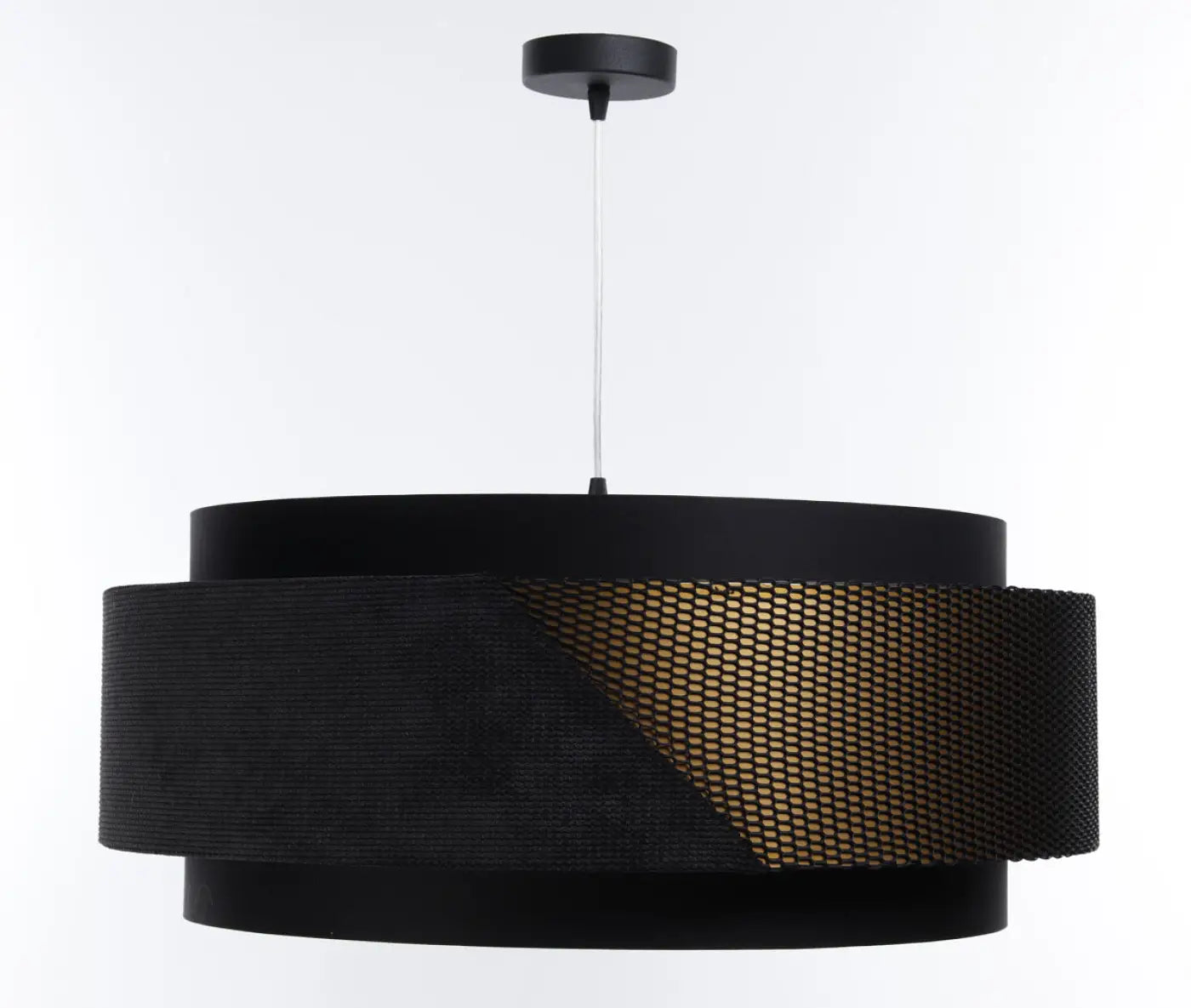 Suspension Luminaire en Tissu - Doblo Classic (Noir/Doré)