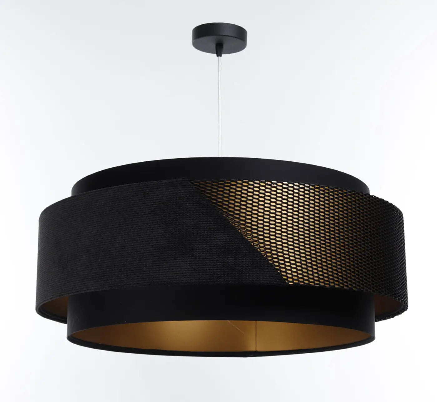 Suspension Luminaire en Tissu - Doblo Classic (Noir/Doré)