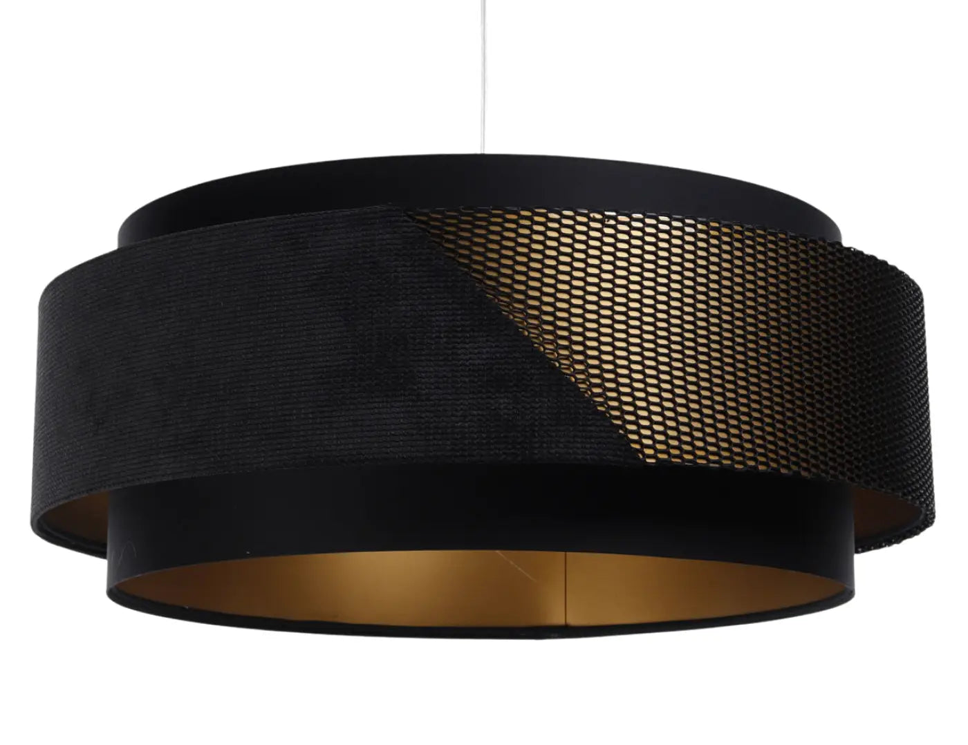 Suspension Luminaire en Tissu - Doblo Classic (Noir/Doré)