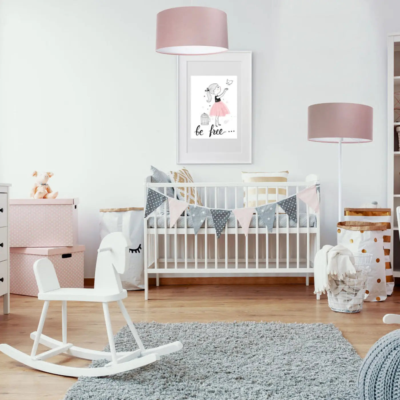 Suspension Luminaire Design en Tissu - Classic Jasmin (Rose)