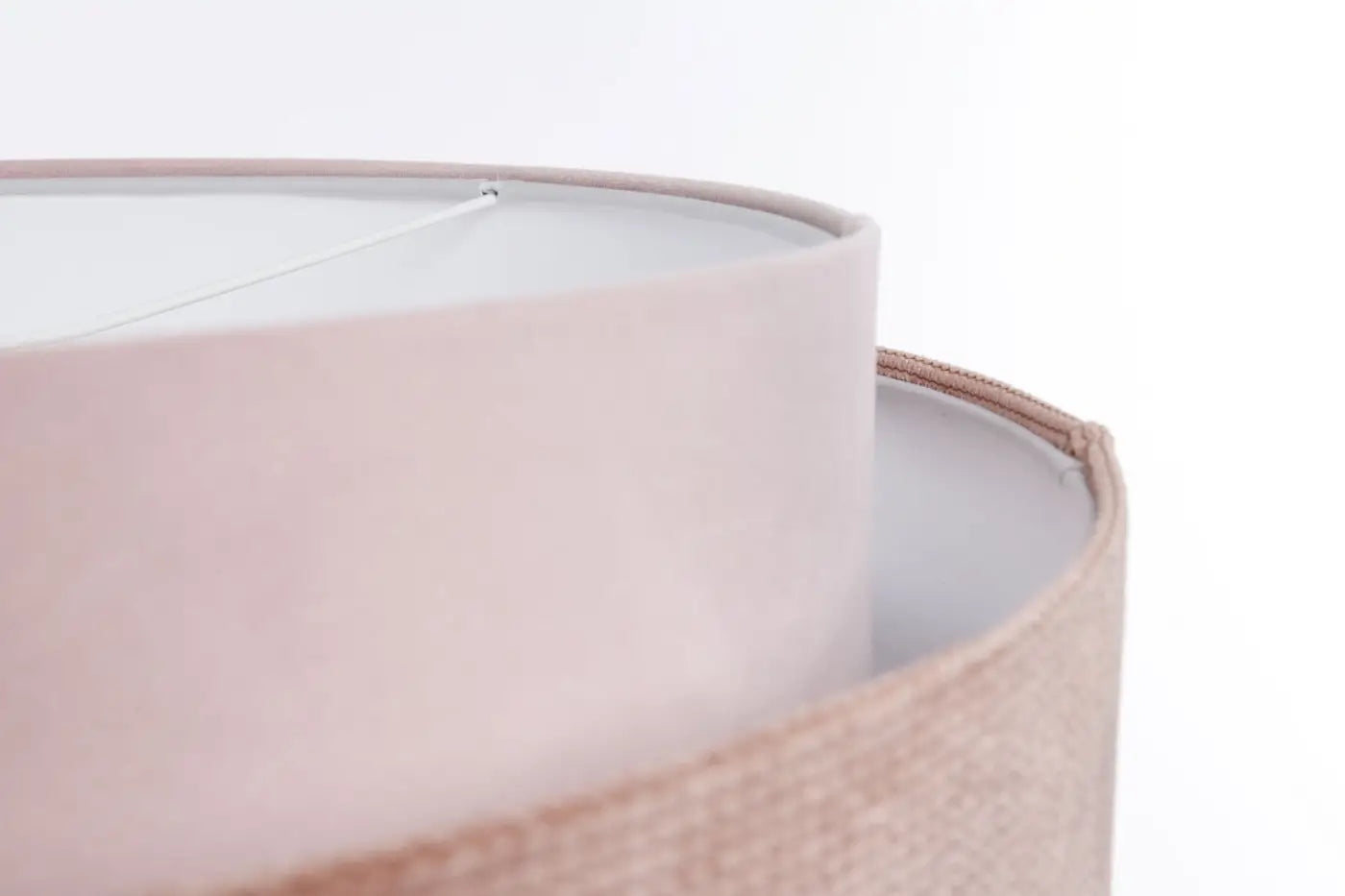 Suspension Luminaire Chic en Tissu - Doblo Classic (Rose Pâle/Blanc)