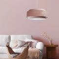 Suspension Luminaire Chic en Tissu - Doblo Classic (Rose Pâle/Blanc)