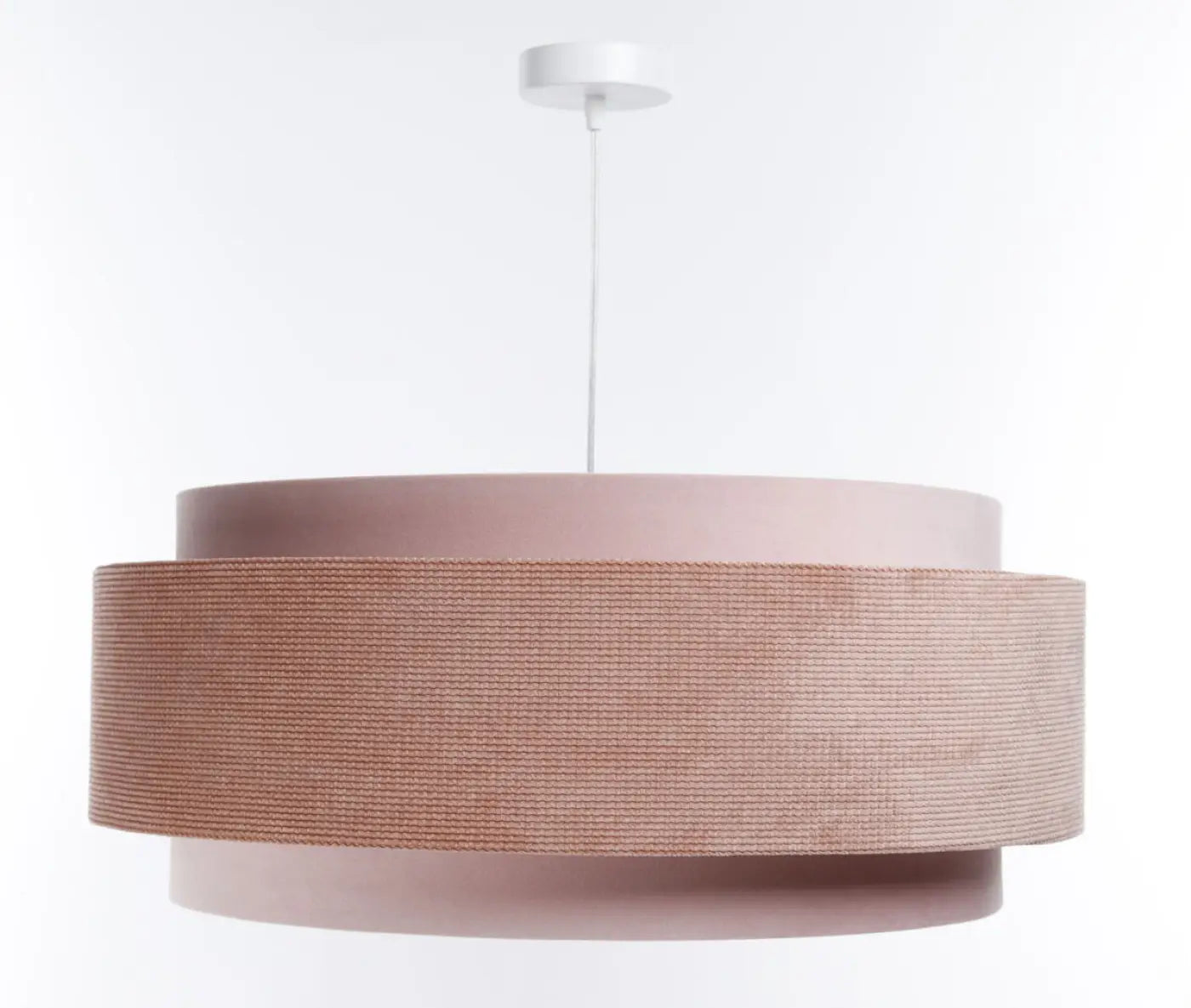 Suspension Luminaire Chic en Tissu - Doblo Classic (Rose Pâle/Blanc)